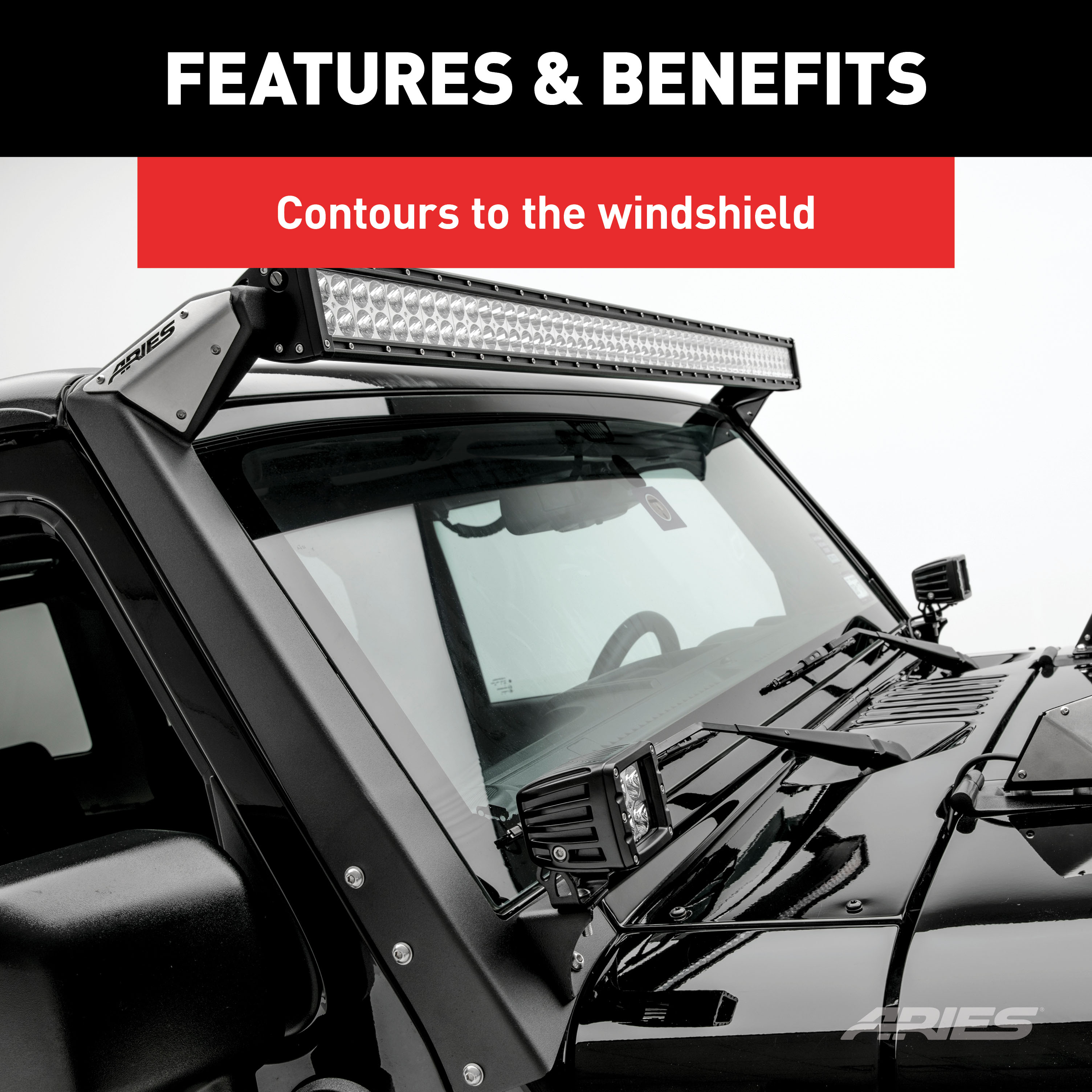 ARIES 1501301 50-Inch LED Light Bar for Jeep Wrangler JK, Roof Mount Brackets, 24,000-Lumen Combo Beam thumbnail 6