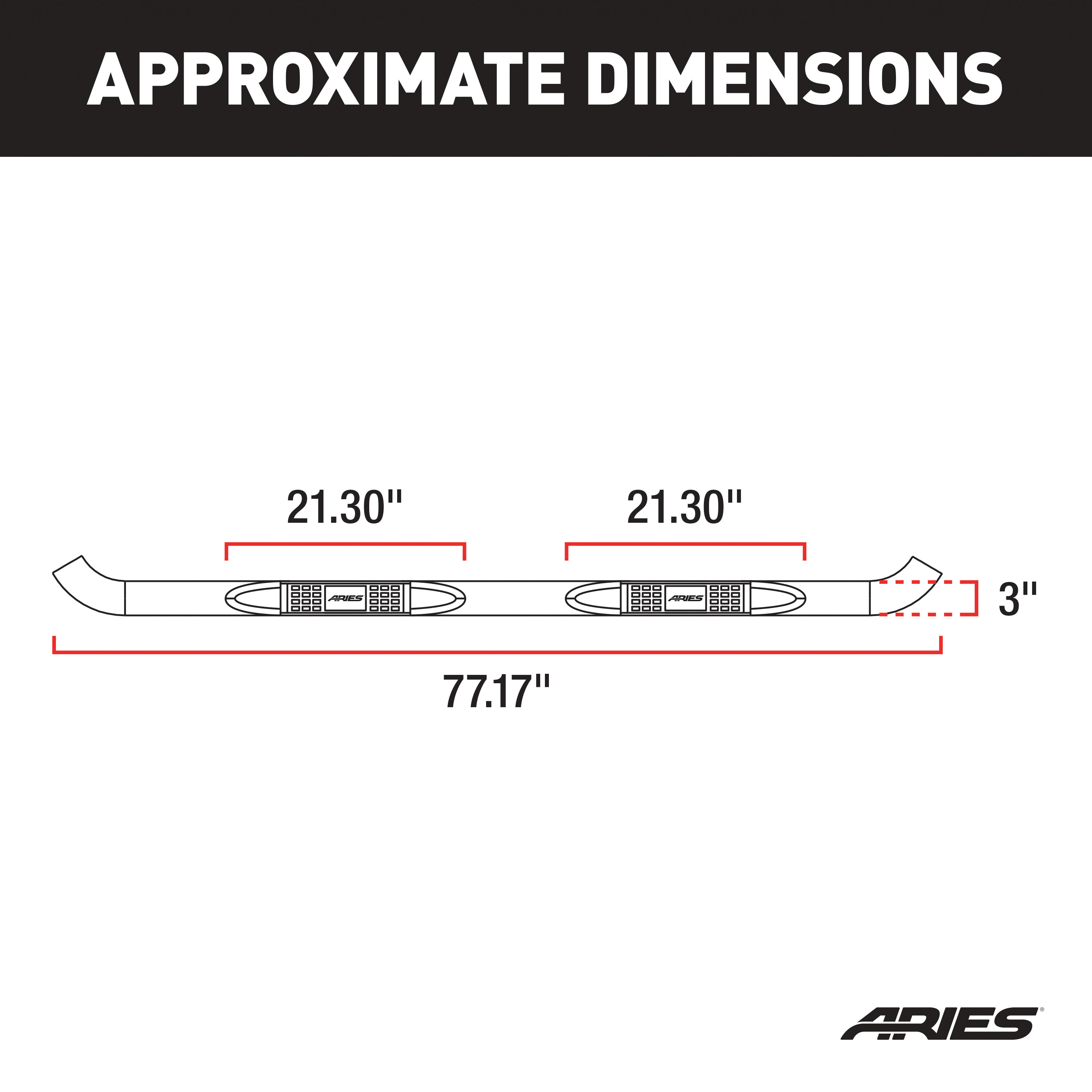 ARIES 203016-2 3-Inch Round Polished Stainless Steel Nerf Bars, No-Drill, Fits Select Ford F-150 thumbnail 7