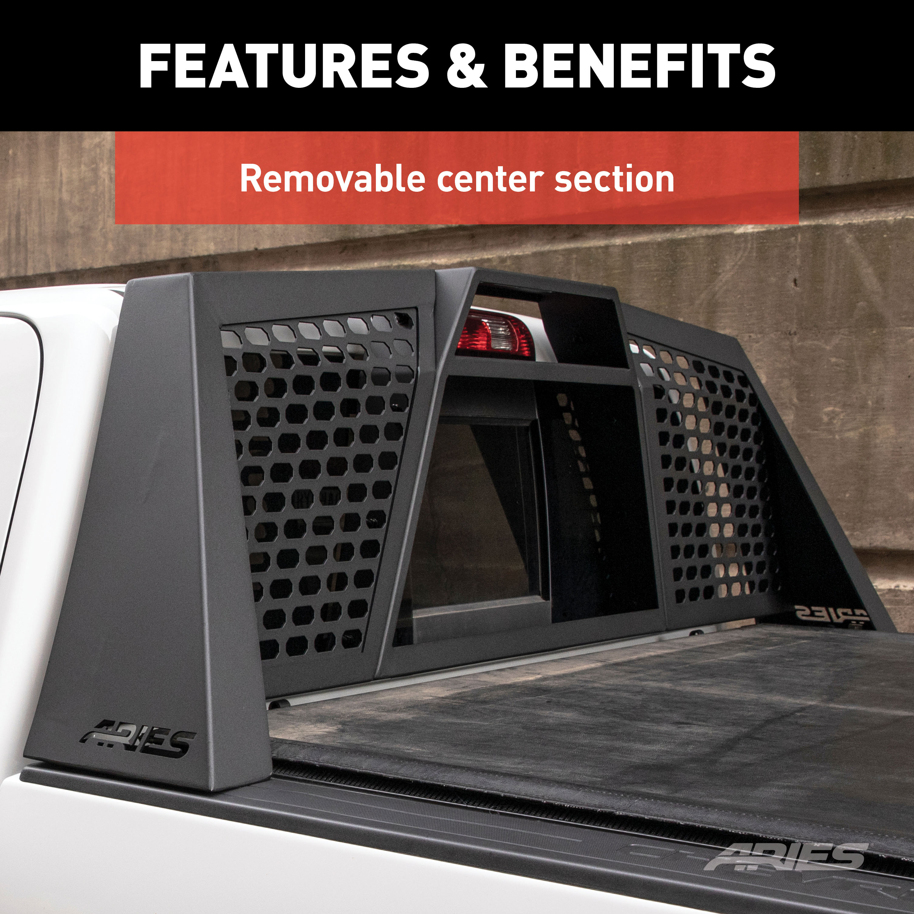 ARIES 1110114 Switchback Black Aluminum Truck Headache Rack Cab Protector, Select Toyota Tacoma thumbnail 10