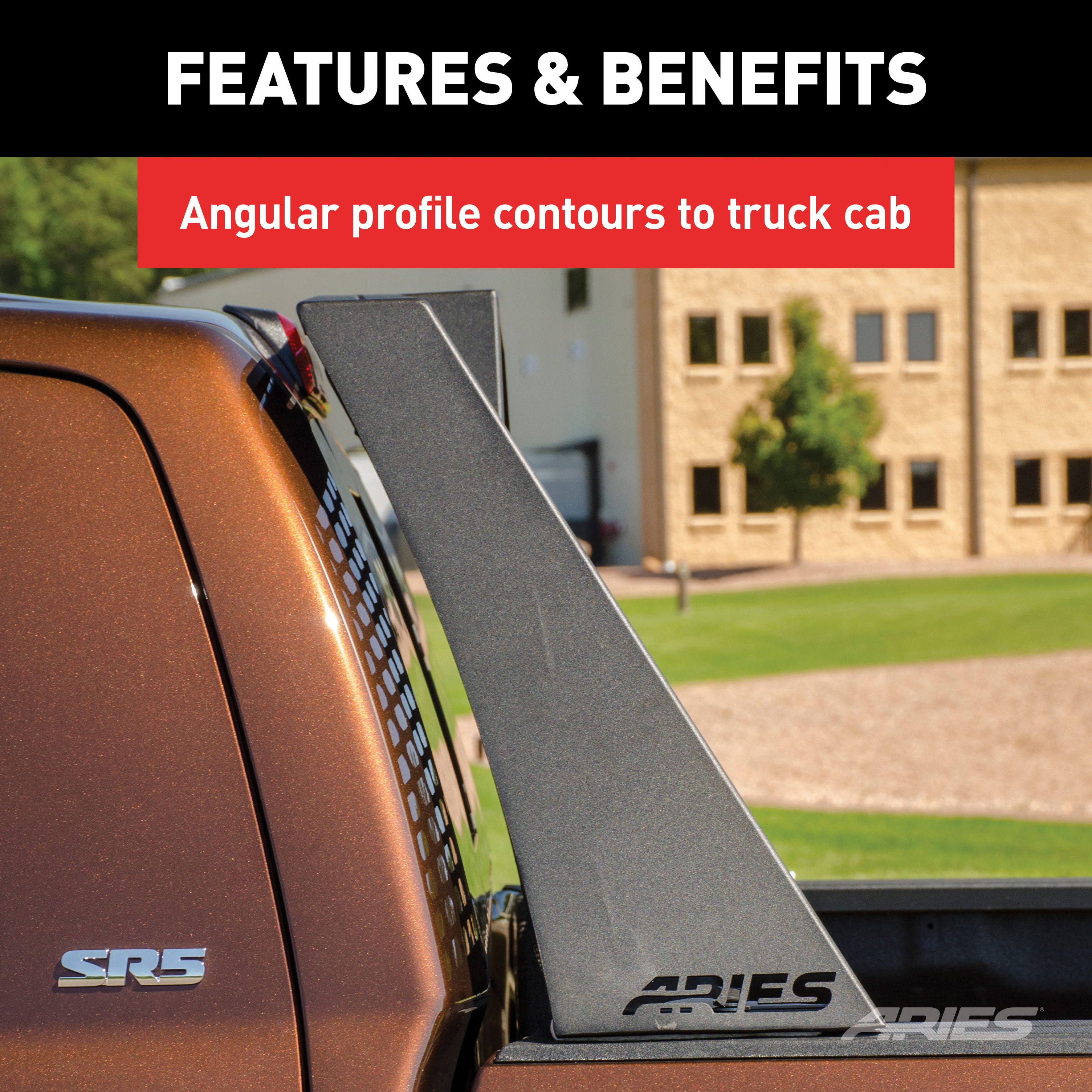 ARIES 1110114 Switchback Black Aluminum Truck Headache Rack Cab Protector, Select Toyota Tacoma thumbnail 6