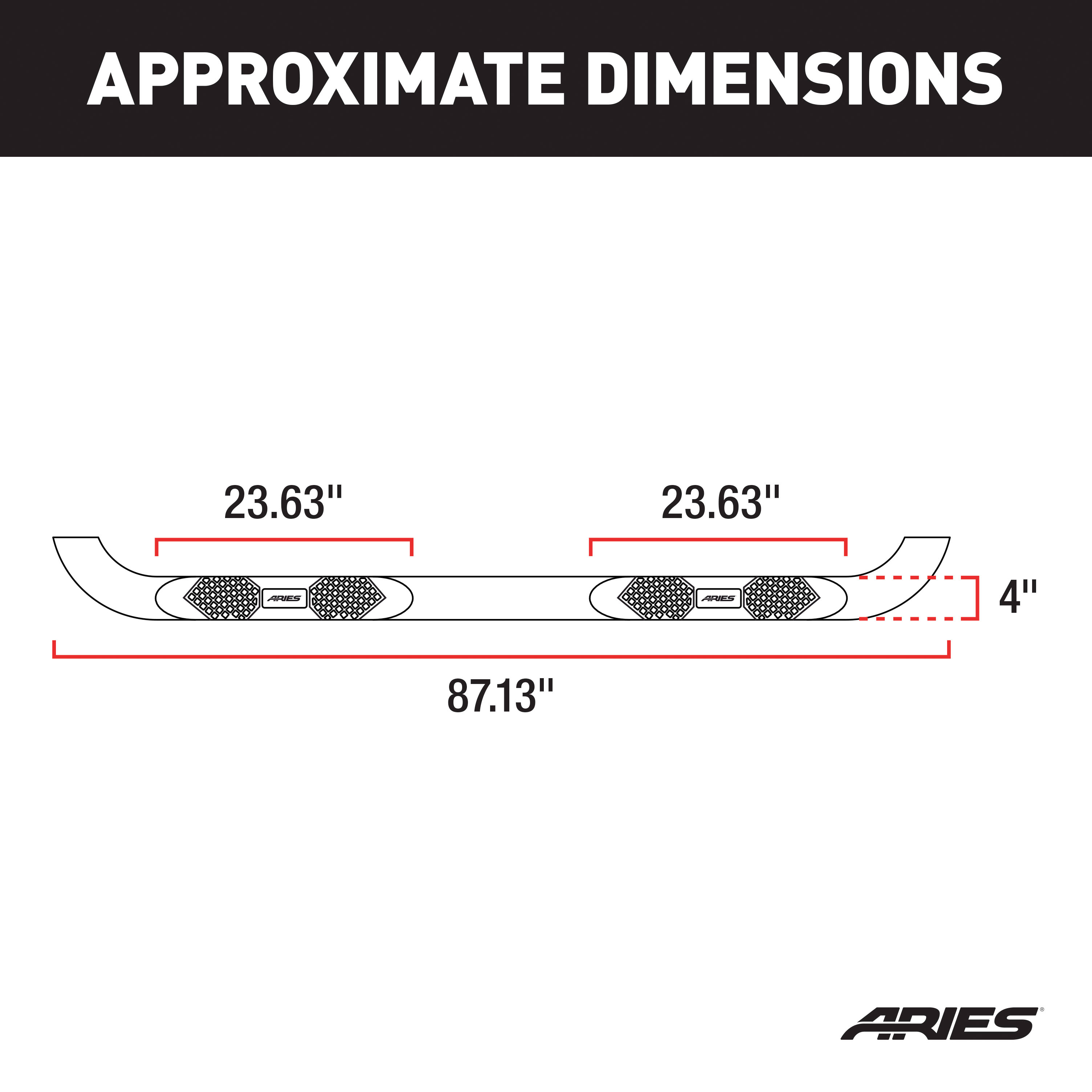 ARIES AL235045 Big Step 4-Inch Round Black Aluminum Nerf Bars, Select Ram 1500 thumbnail 2