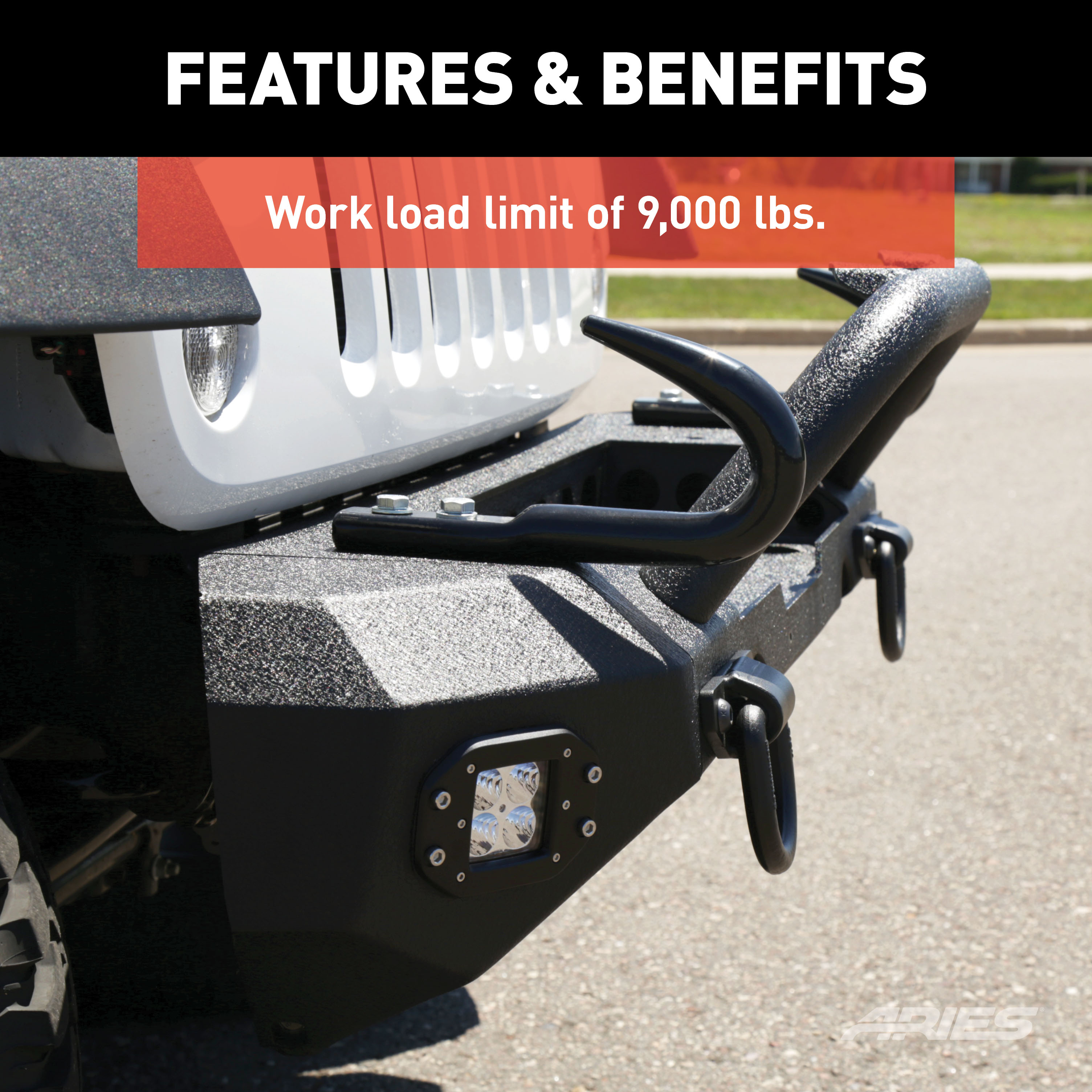 ARIES 15600TW Truck, Jeep Bolt-On Bumper Tow Hook, 9,000 lbs Work Load thumbnail 2