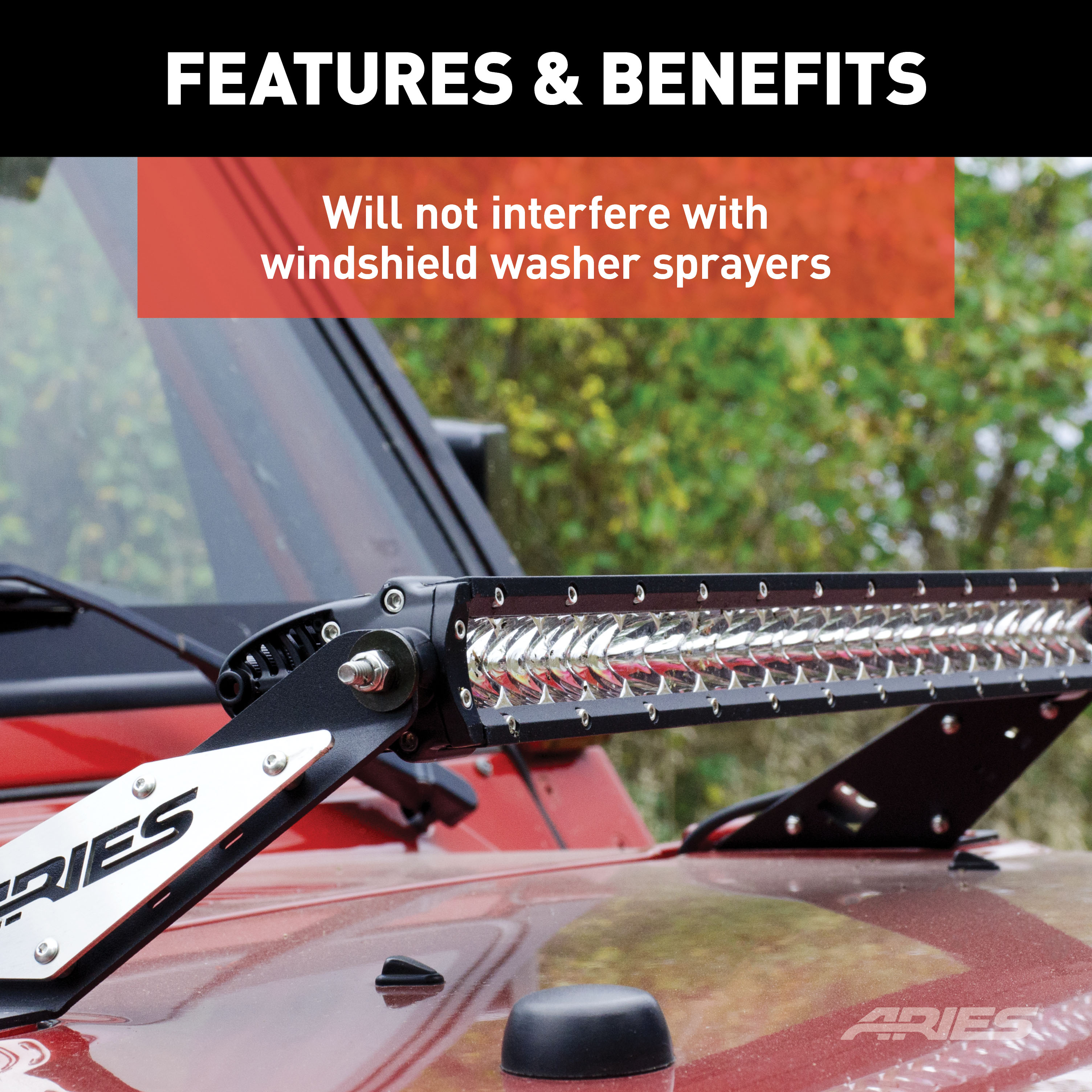 ARIES 15913 Jeep Wrangler TJ Hood Light Brackets, LEDs Sold Separately thumbnail 3