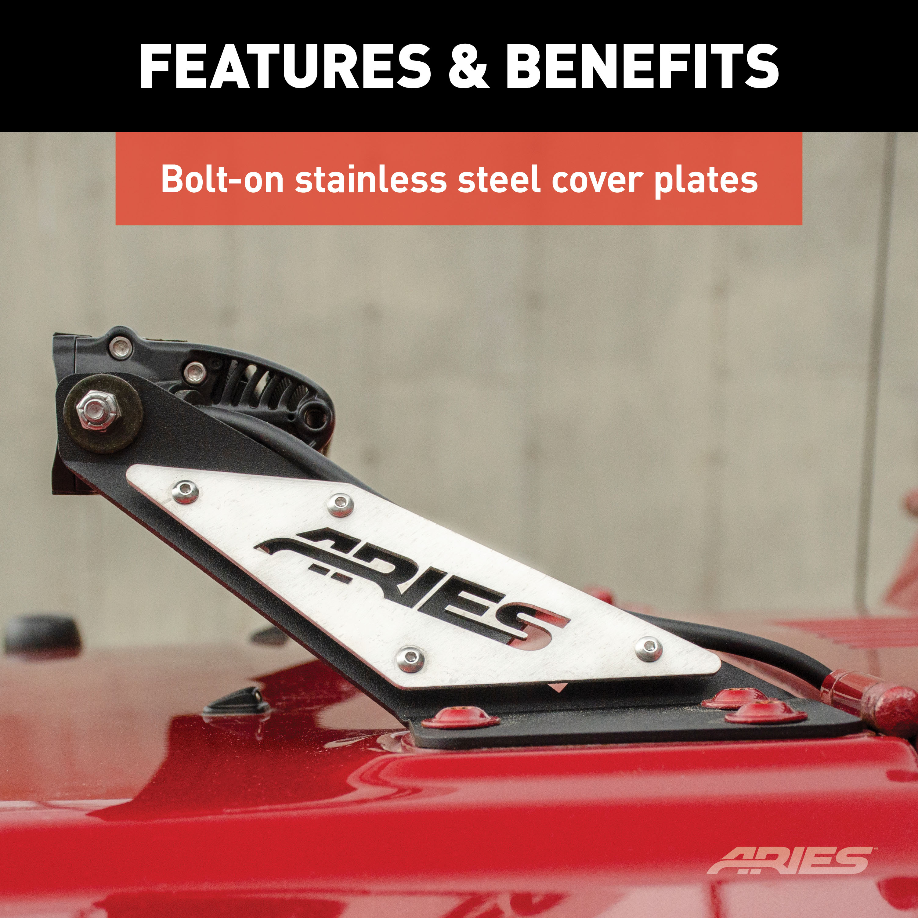 ARIES 15913 Jeep Wrangler TJ Hood Light Brackets, LEDs Sold Separately thumbnail 4