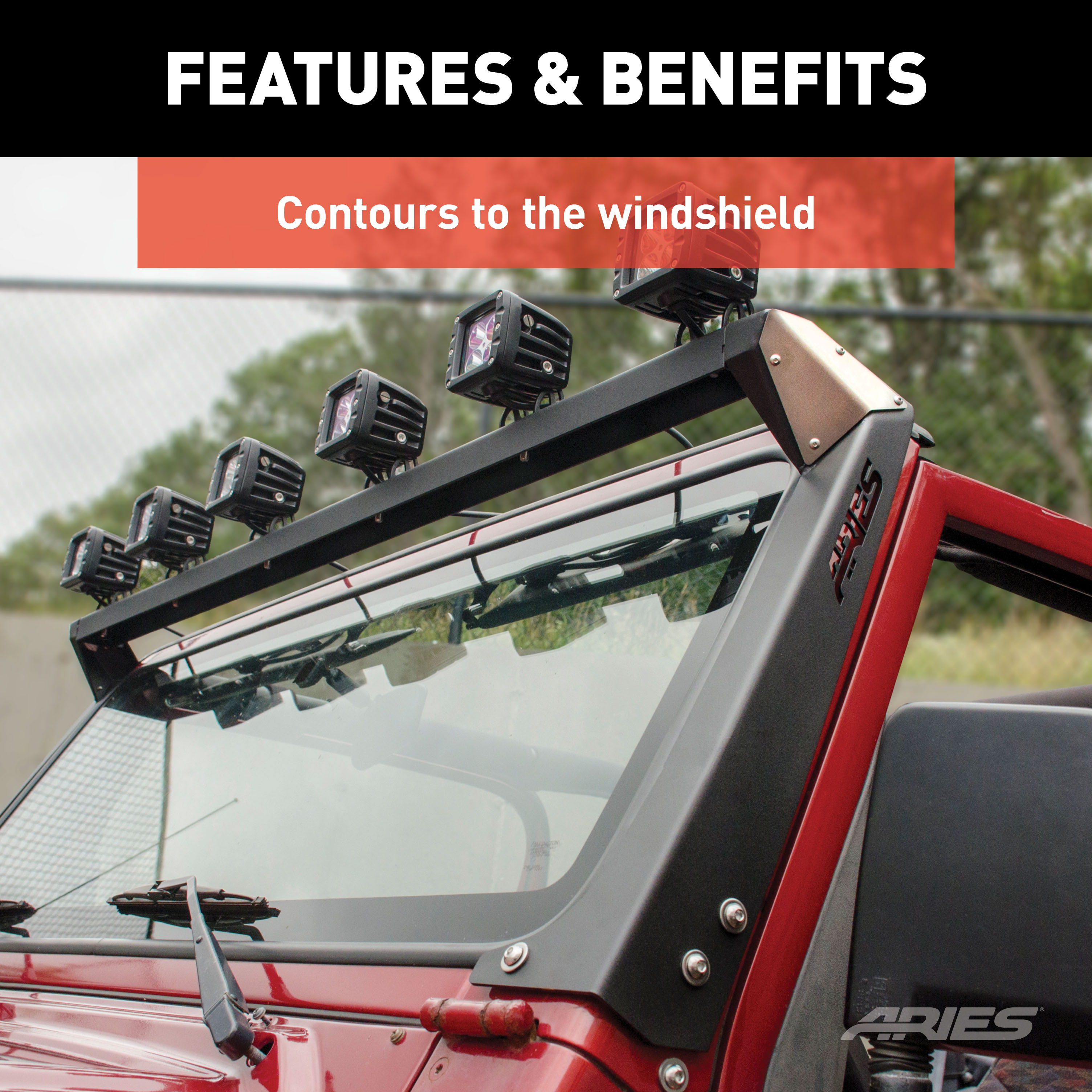 ARIES 15916 Jeep Wrangler TJ Roof Light Brackets and Crossbar, LEDs Sold Separately thumbnail 3
