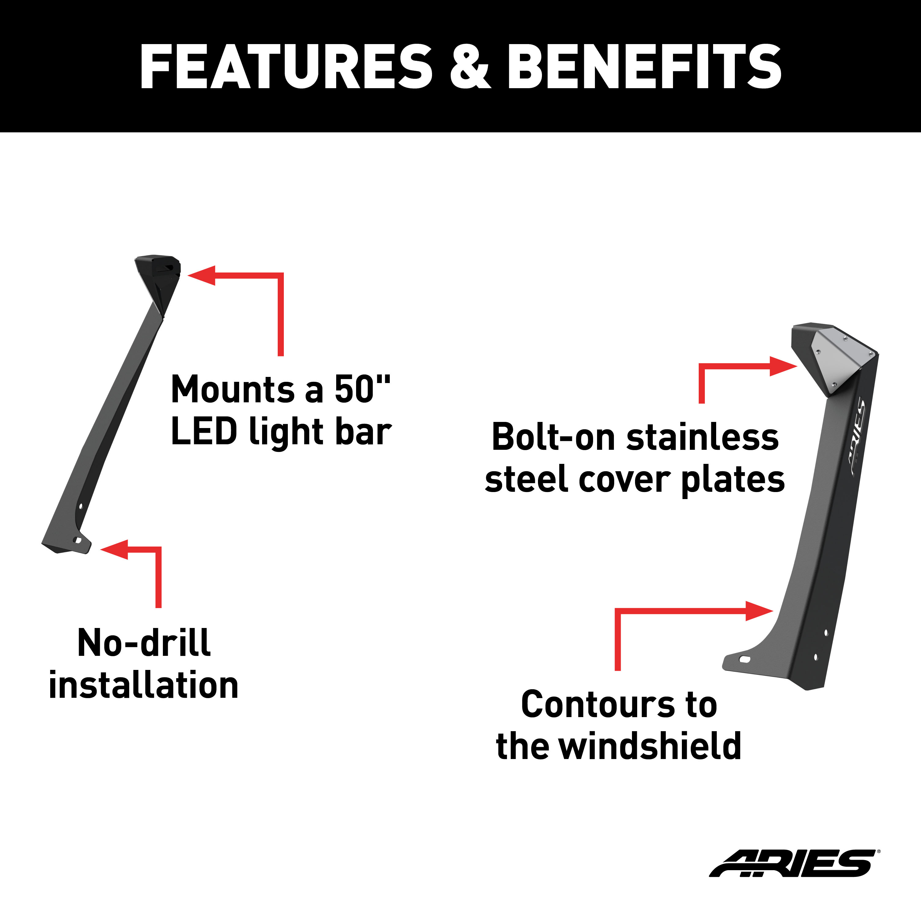 ARIES 15915 Jeep Wrangler TJ Roof Light Brackets, LEDs Sold Separately thumbnail 1