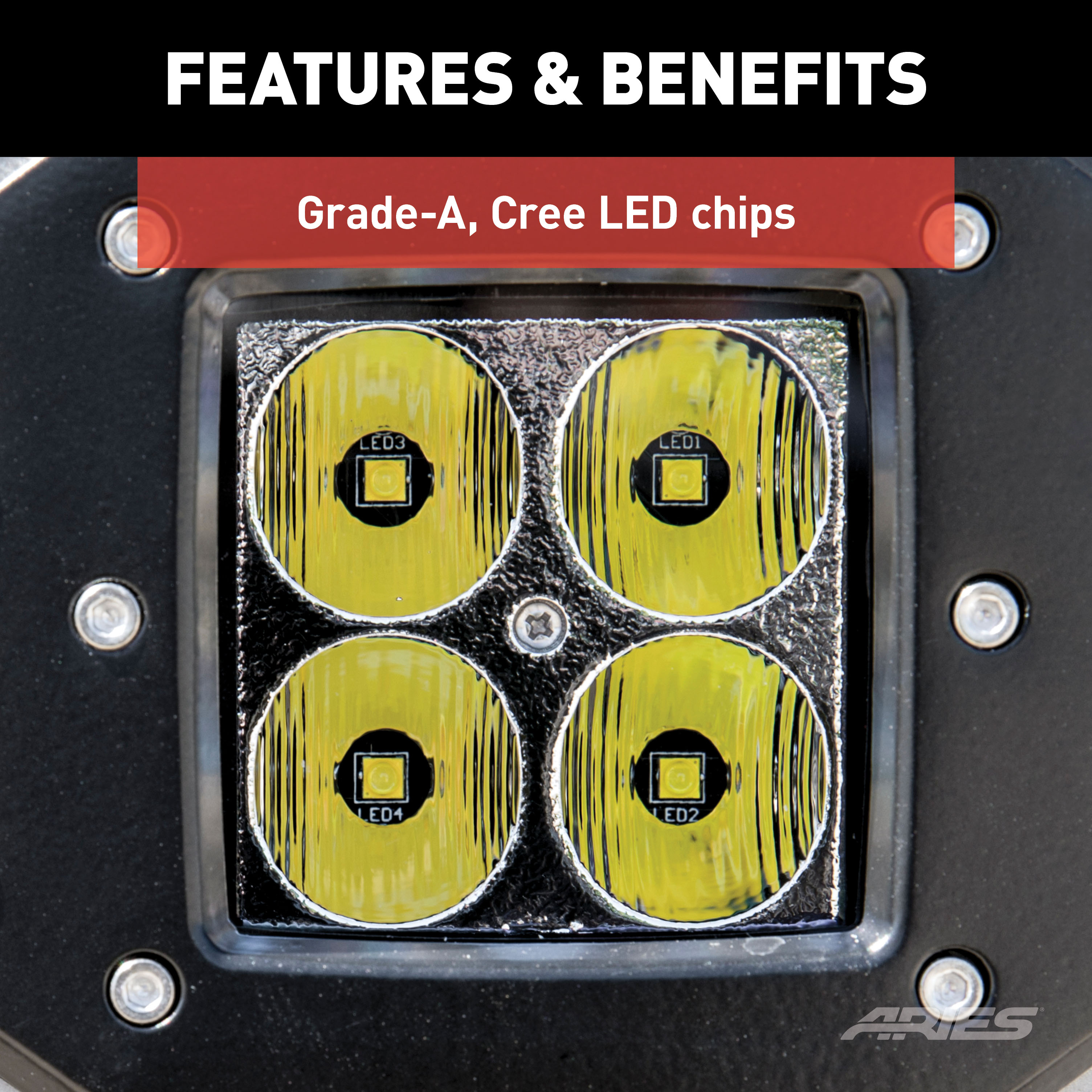 ARIES 1501250 2-Inch Flush-Mount LED Lights, 2,200 Lumens Flood Beam, Waterproof and Dustproof, 2-Pack thumbnail 4