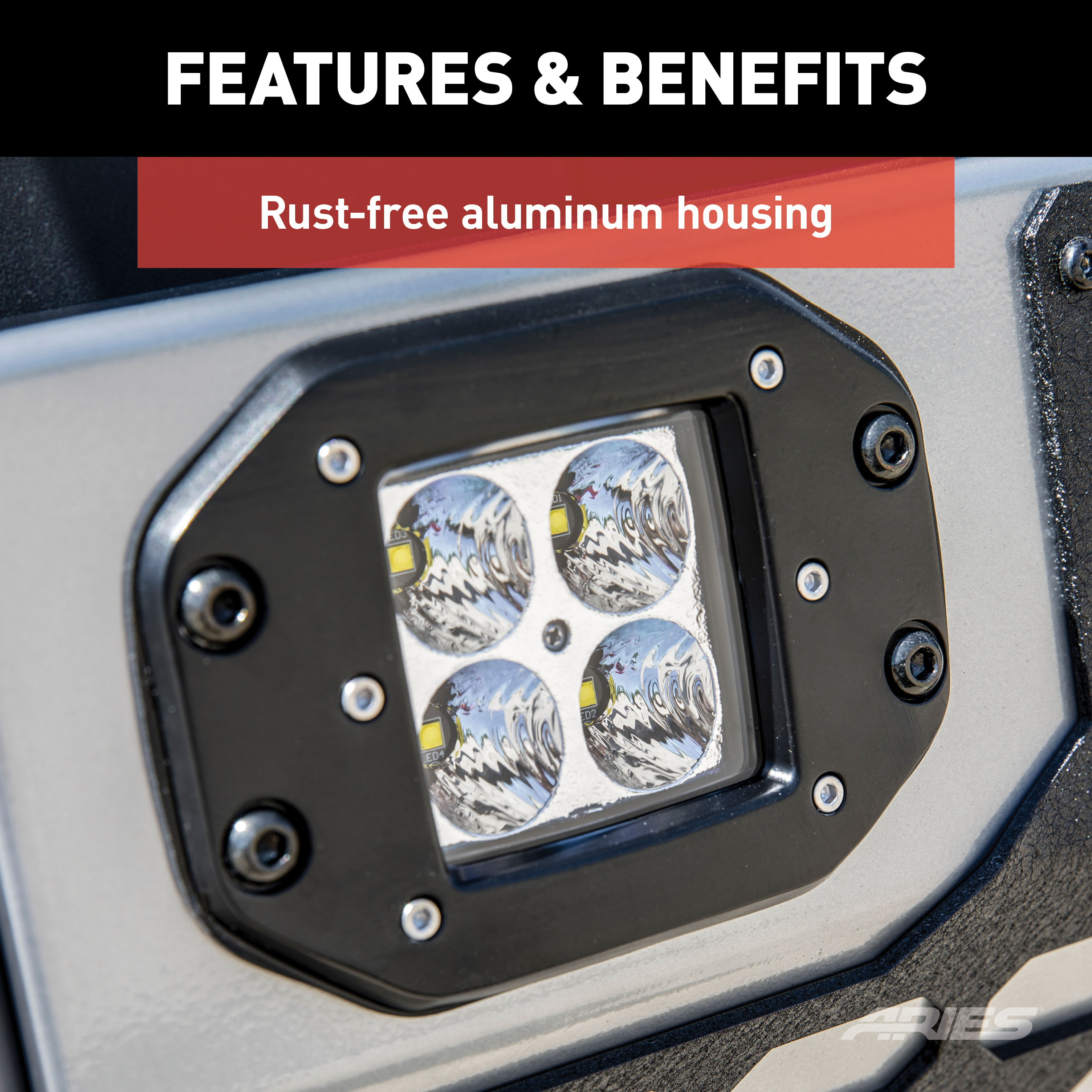 ARIES 1501250 2-Inch Flush-Mount LED Lights, 2,200 Lumens Flood Beam, Waterproof and Dustproof, 2-Pack thumbnail 5