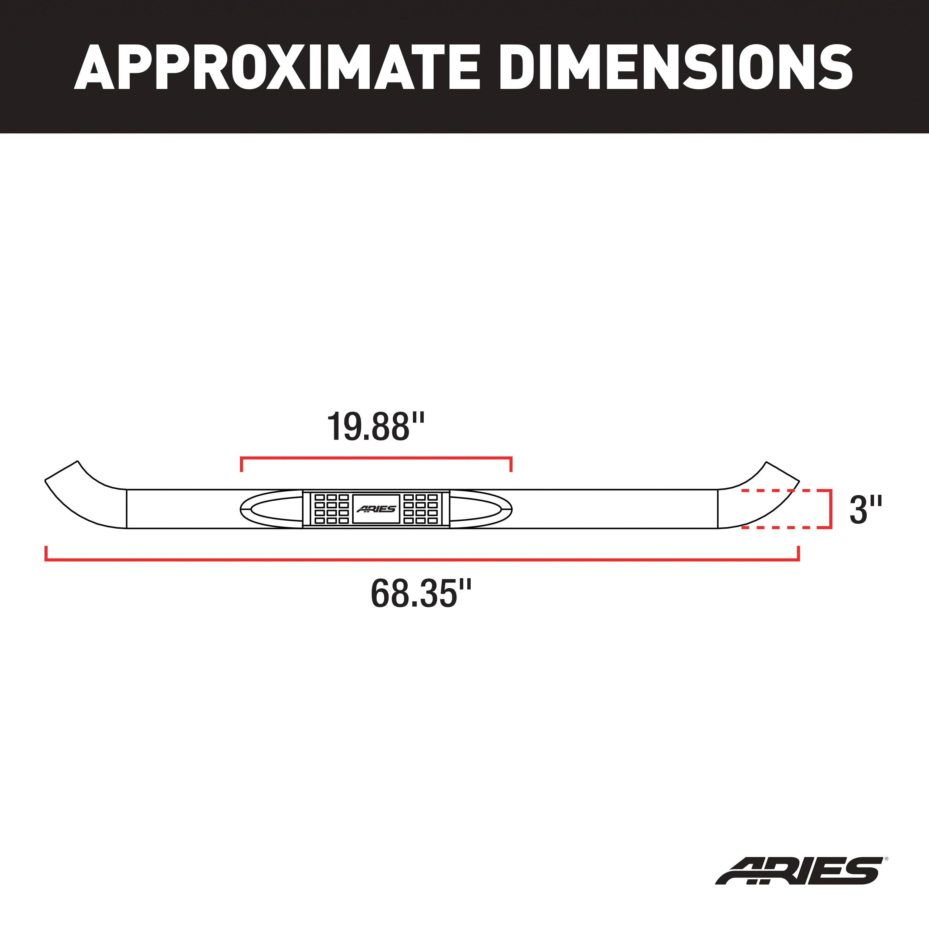 ARIES 205000-2 3-Inch Round Polished Stainless Steel Nerf Bars, No-Drill, Fits Select Dodge Dakota thumbnail 6