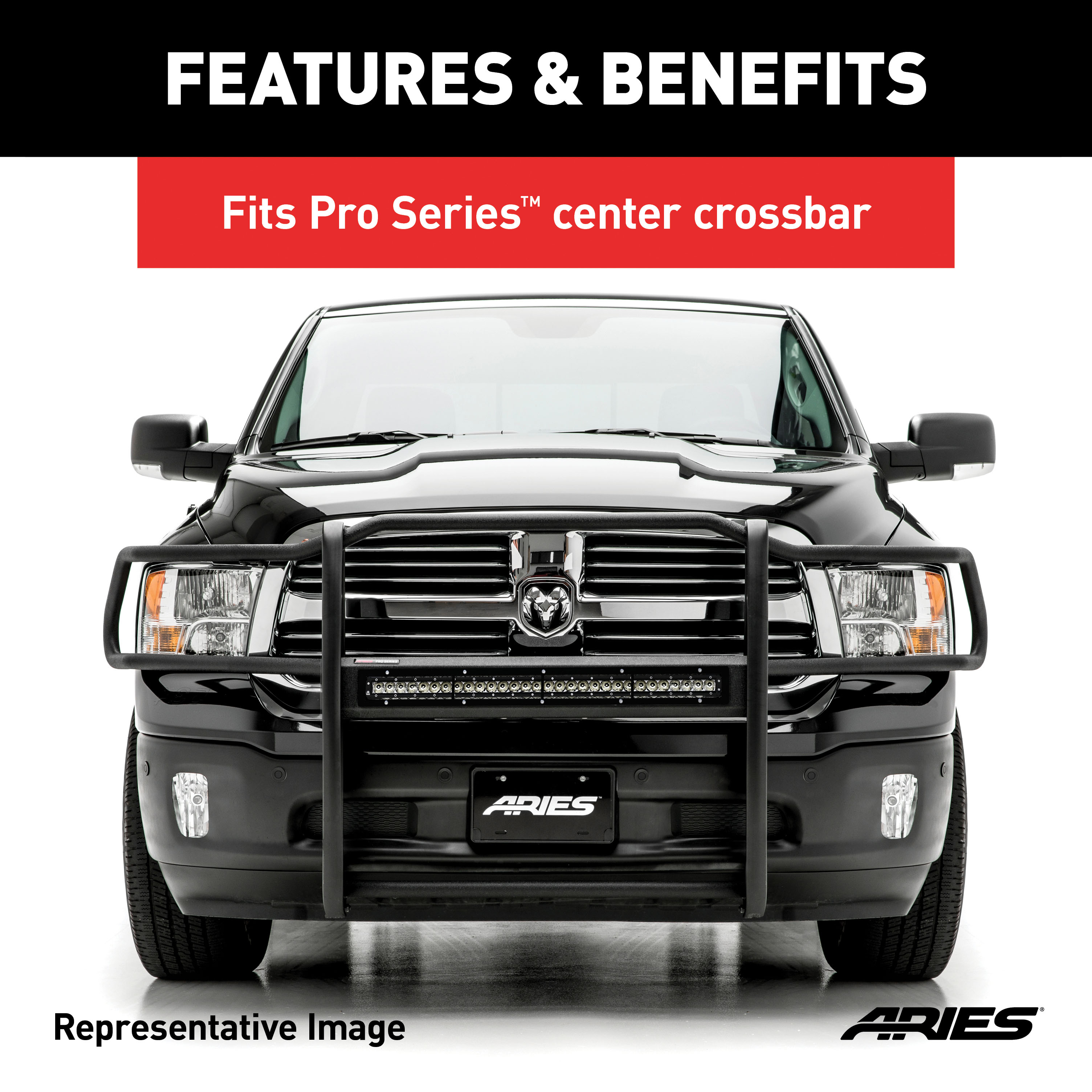 ARIES PC30OB Pro Series 30-Inch Black Steel Grille Guard Light Bar Cover Plate thumbnail 3