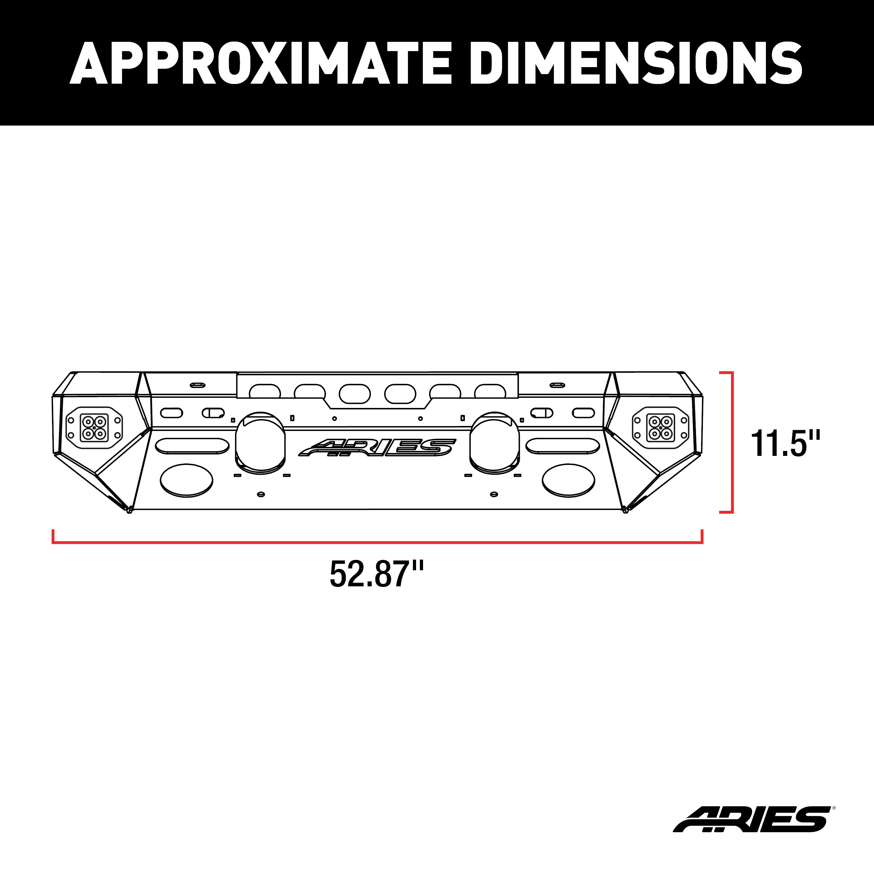 ARIES 2082044 TrailChaser Black Aluminum Front Bumper with LED Lights and Winch Mount, Select Jeep Wrangler JK thumbnail 7