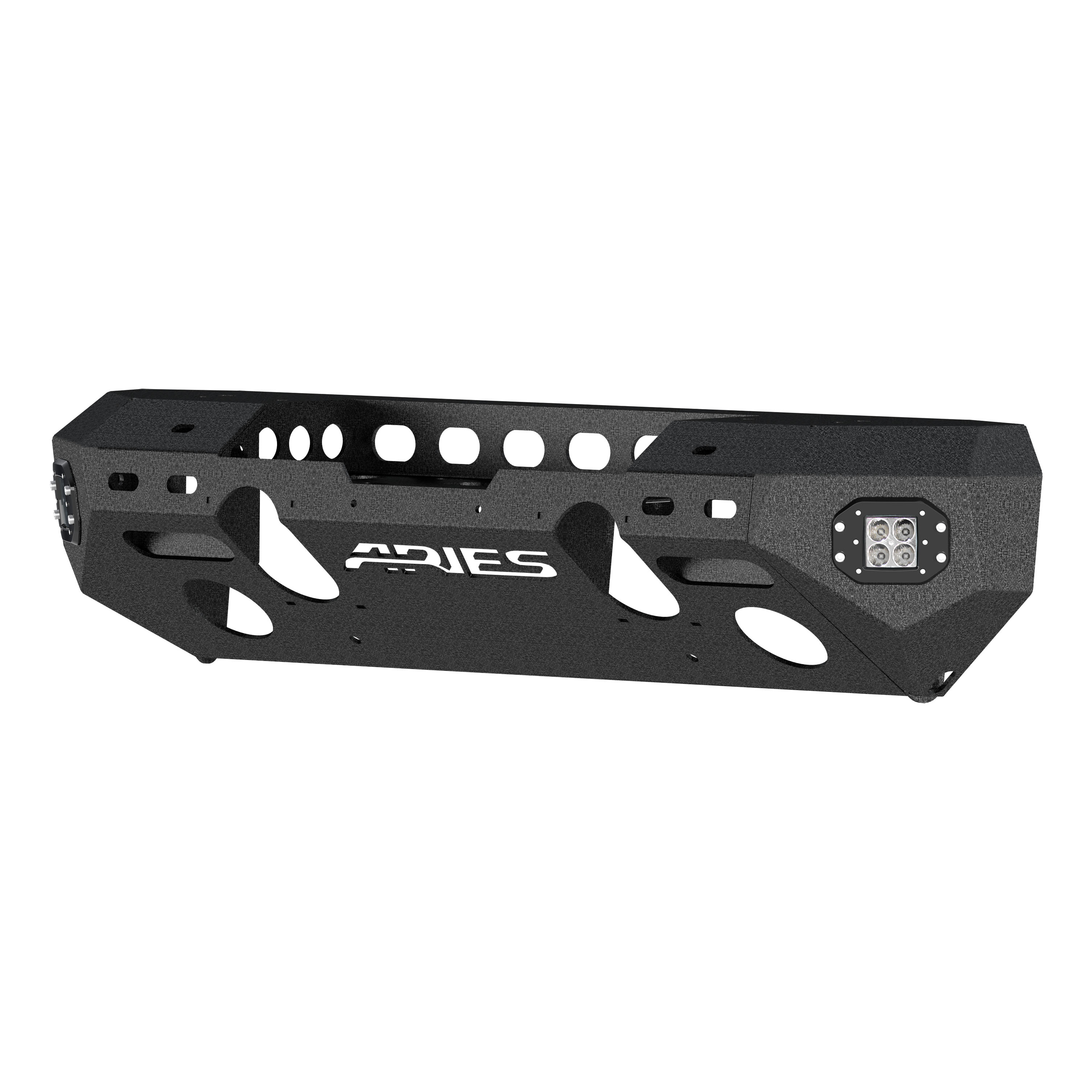 ARIES 2082044 TrailChaser Black Aluminum Front Bumper with LED Lights and Winch Mount, Select Jeep Wrangler JK thumbnail 0