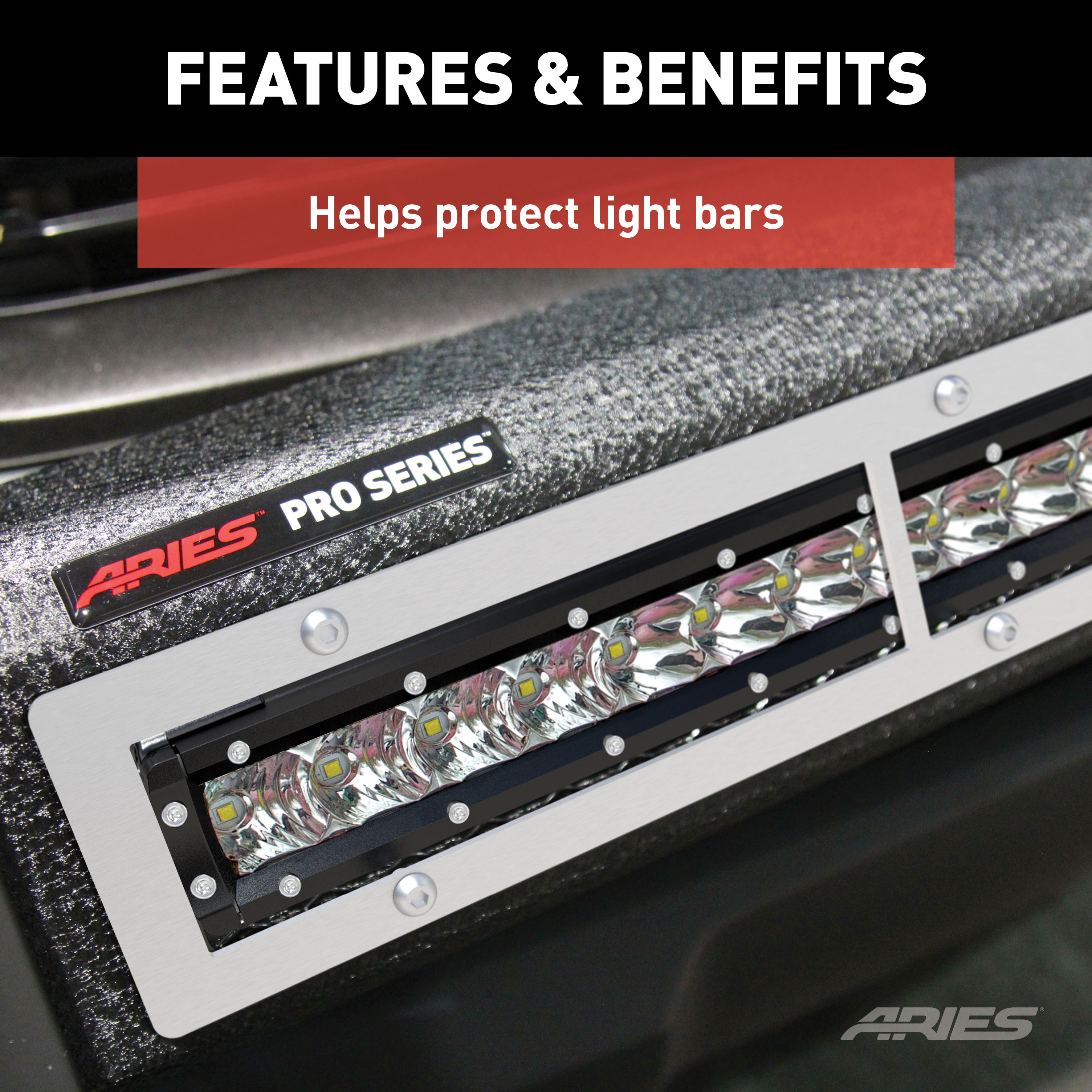 ARIES PJ20OS Pro Series 20-Inch Brushed Stainless Steel Grille Guard Light Bar Cover Plate thumbnail 4