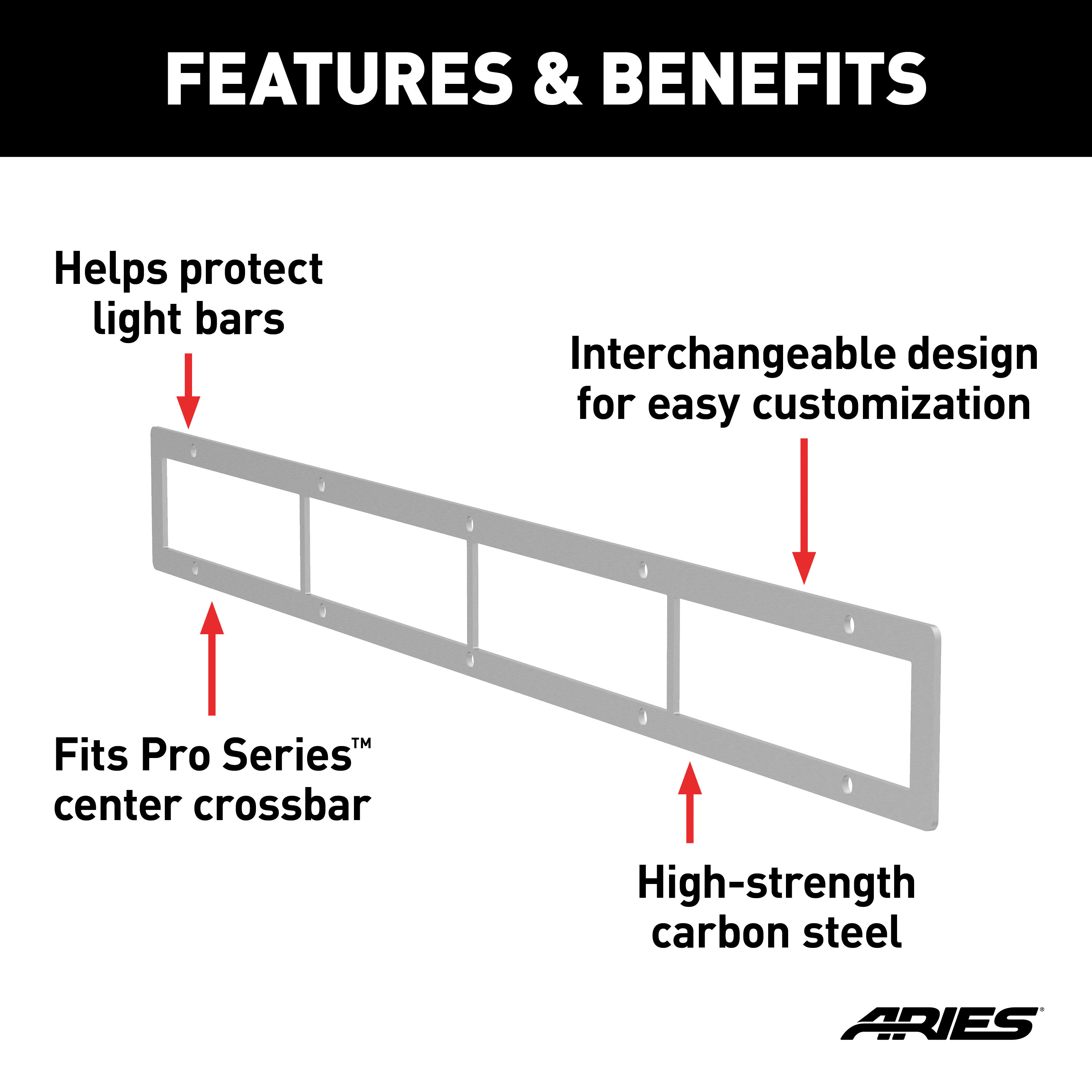 ARIES PC30OS Pro Series 30-Inch Brushed Stainless Steel Grille Guard Light Bar Cover Plate thumbnail 1