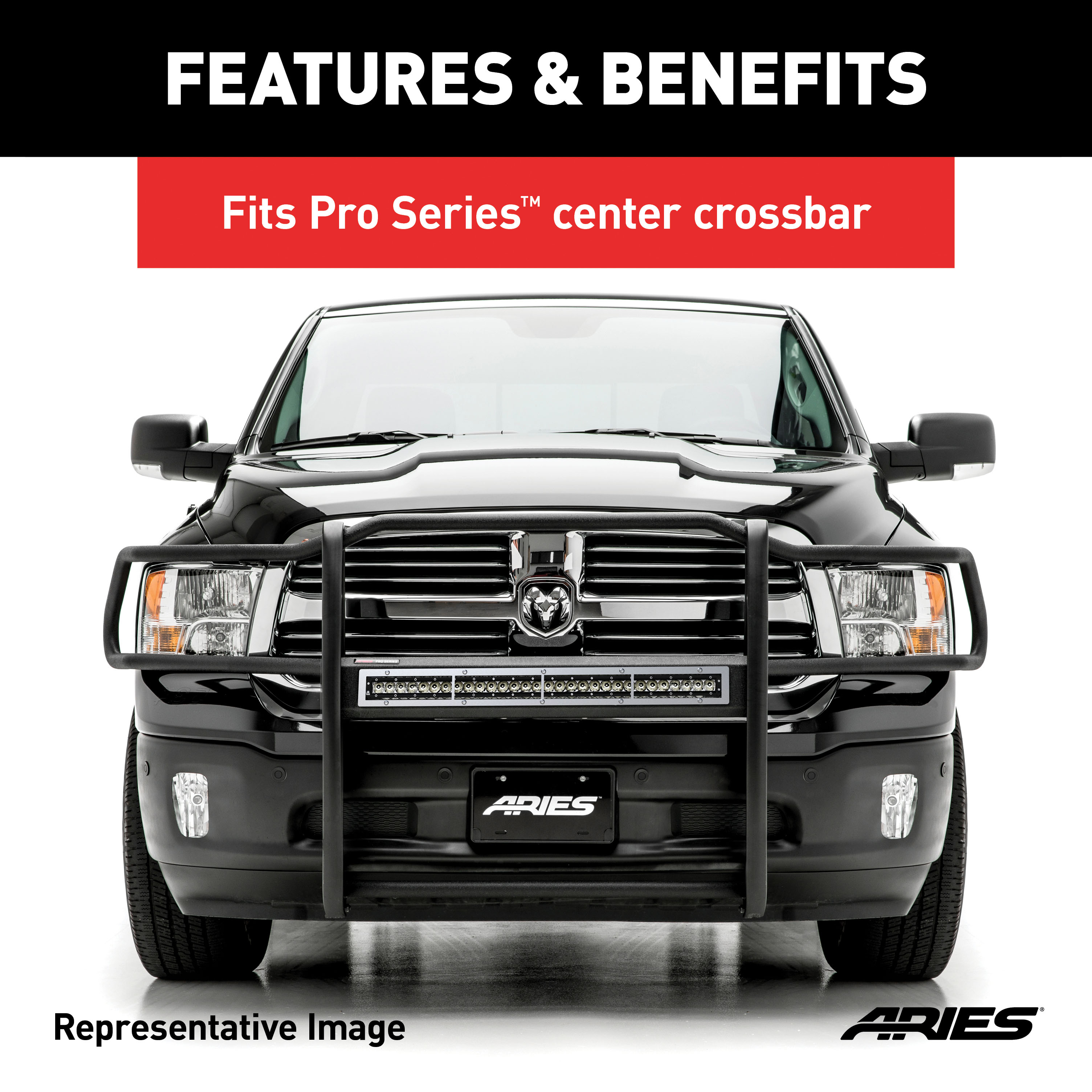 ARIES PC30OS Pro Series 30-Inch Brushed Stainless Steel Grille Guard Light Bar Cover Plate thumbnail 3