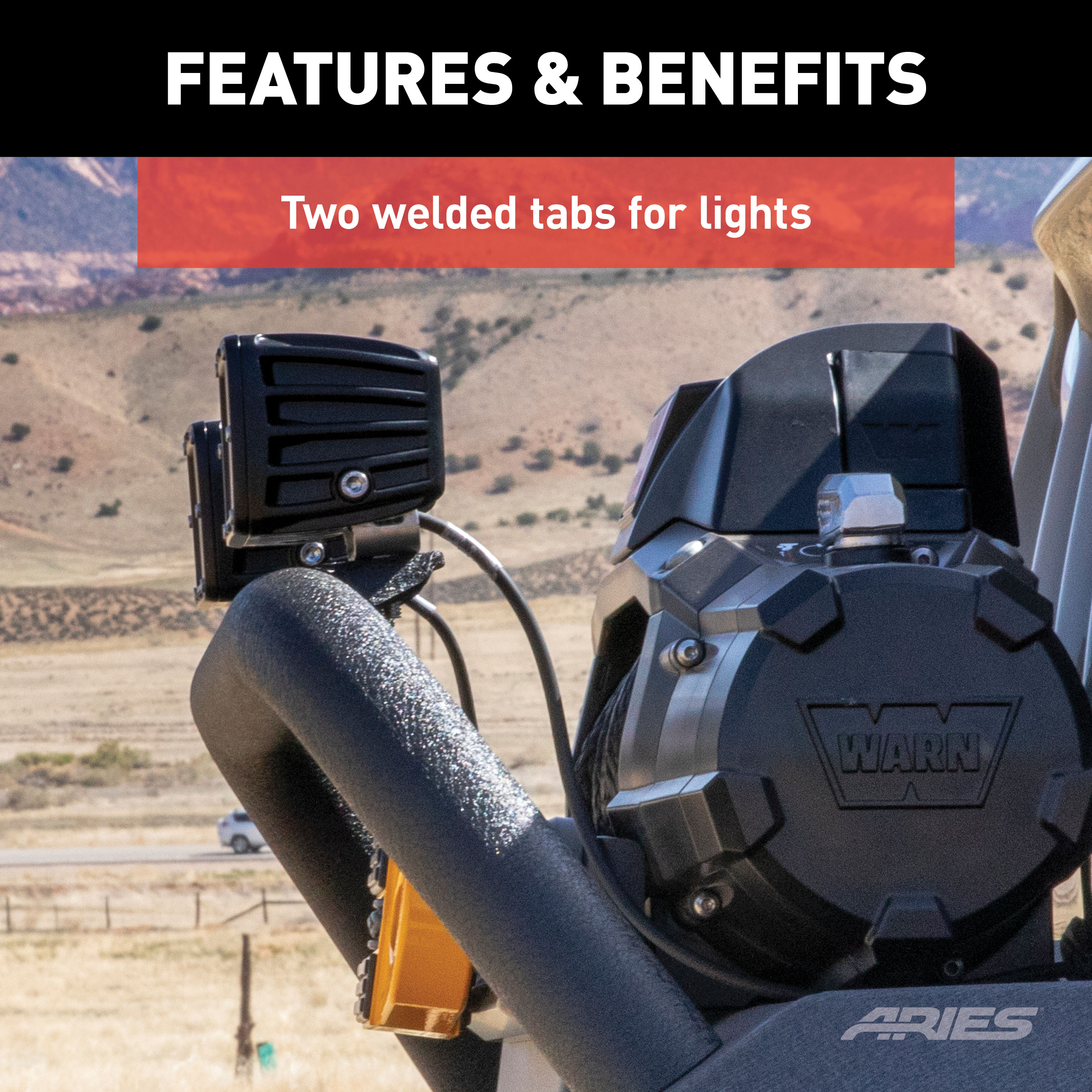 ARIES 2081252 TrailChaser Black Aluminum Front Jeep Bumper Round Center Brush Guard Only thumbnail 3