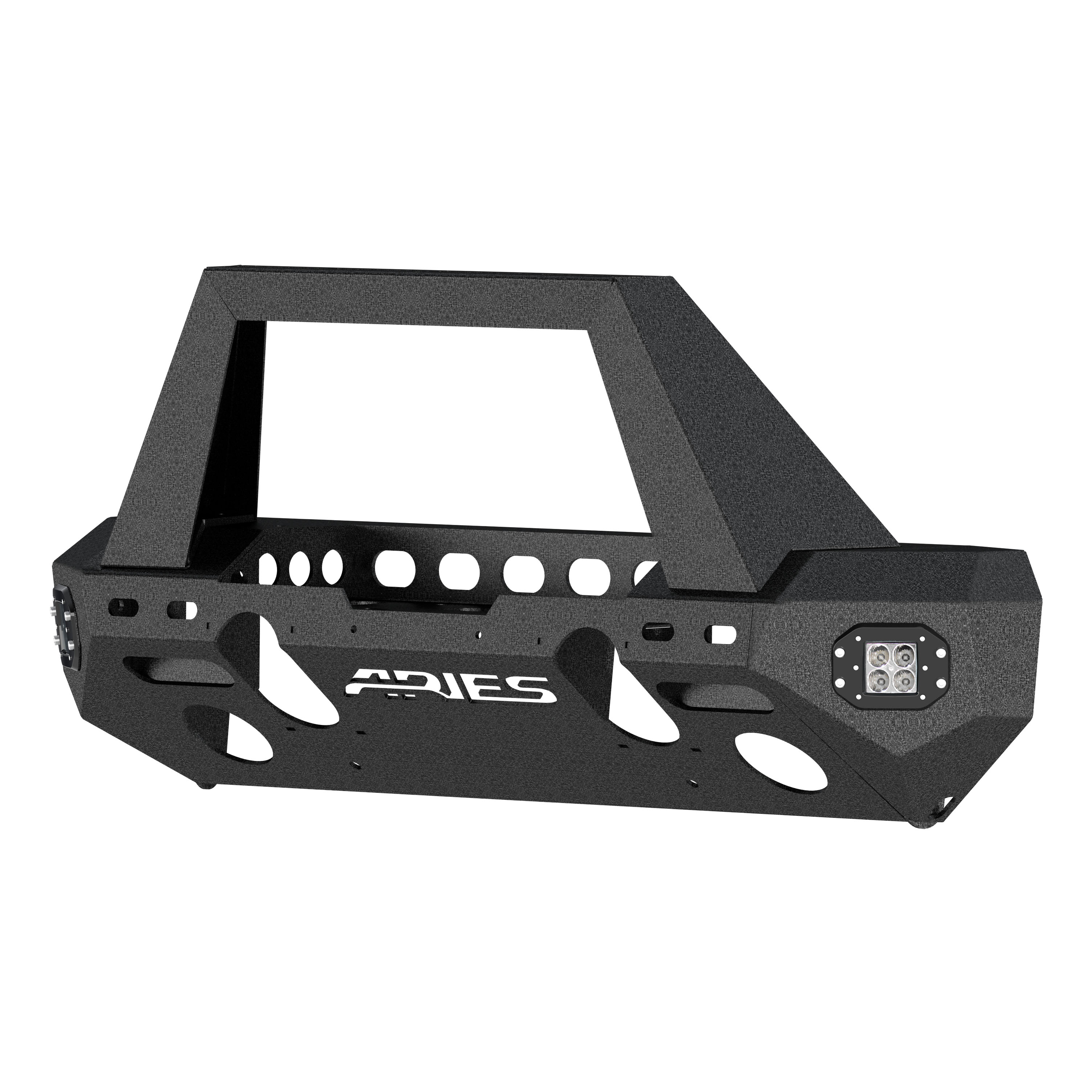 ARIES 2082046 TrailChaser Black Aluminum Front Bumper with LED Lights and Winch Mount, Select Jeep Wrangler JK thumbnail 0