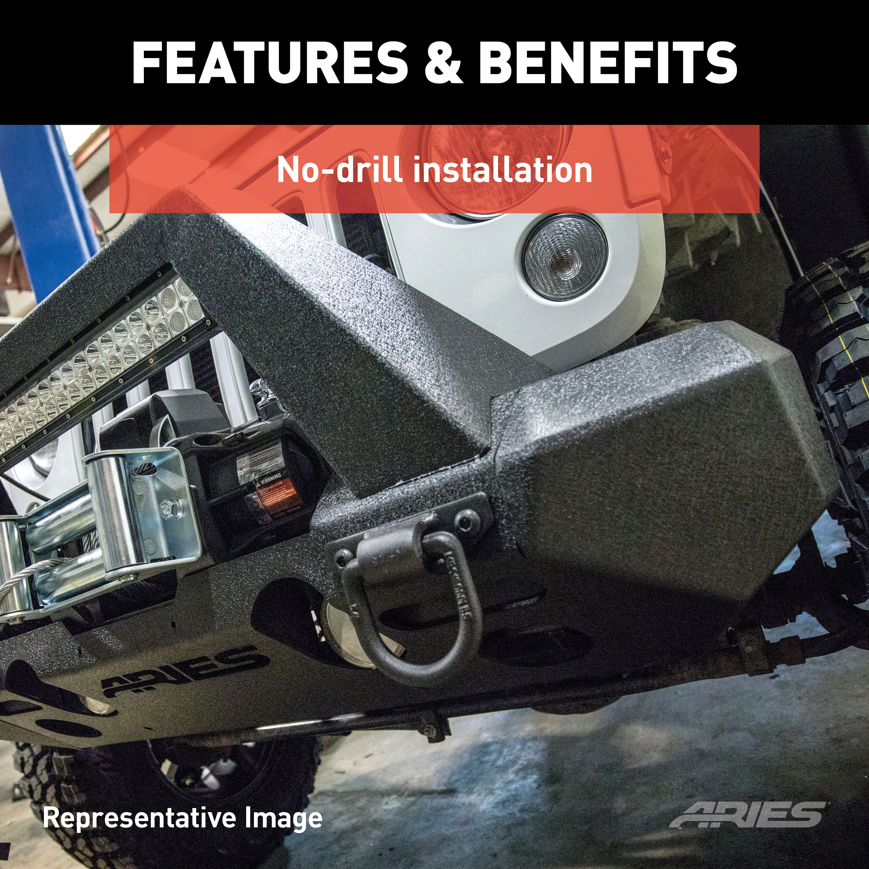 ARIES 2082093 TrailChaser Black Aluminum Front Bumper with Brush Guard and Winch Mount, Select Jeep Wrangler JL, Gladiator thumbnail 5