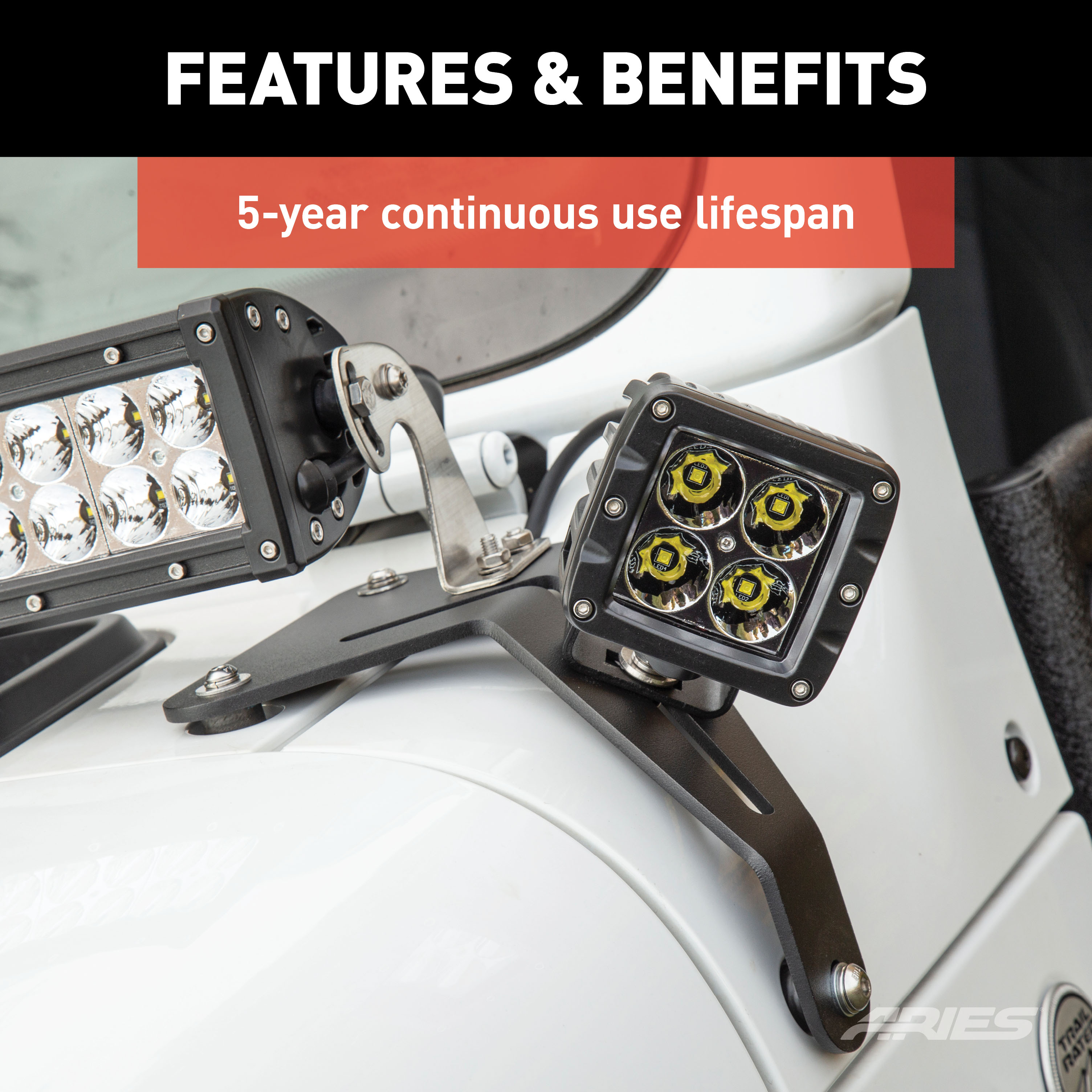 ARIES 1501252 2-Inch Square Cube LED Lights, 2,200 Lumens Spot Beam, Waterproof and Dustproof, 2-Pack thumbnail 4