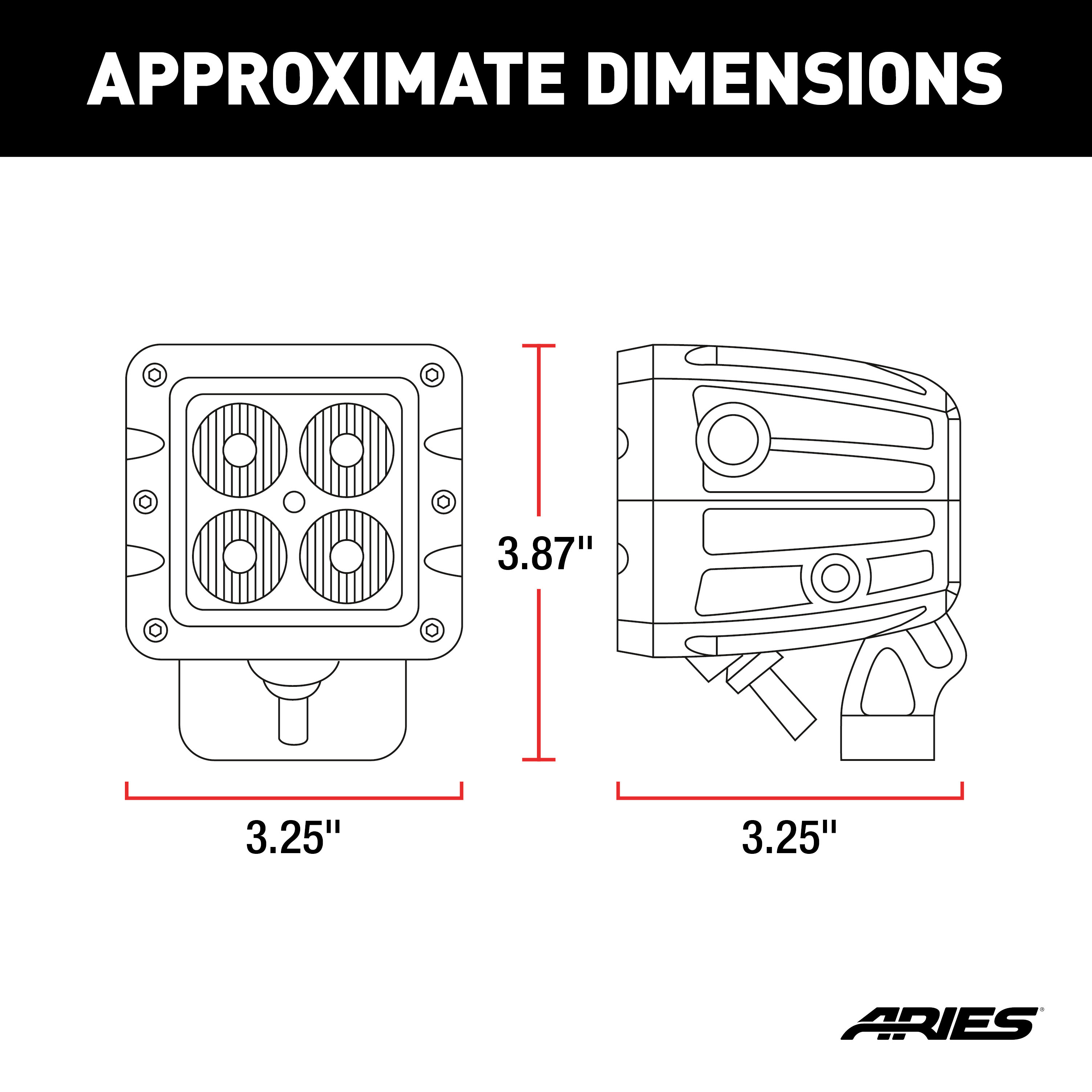 ARIES 1501252 2-Inch Square Cube LED Lights, 2,200 Lumens Spot Beam, Waterproof and Dustproof, 2-Pack thumbnail 2