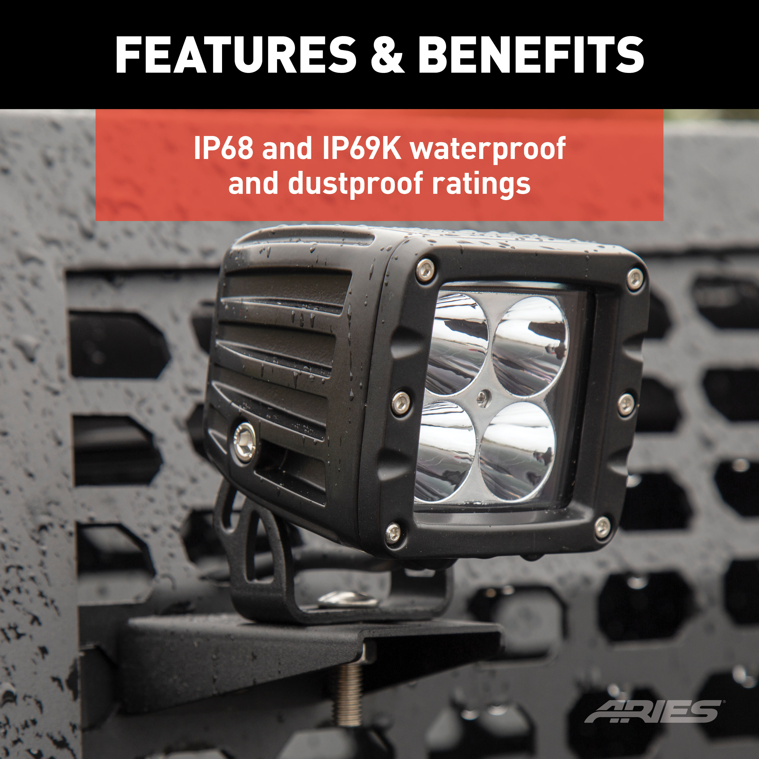 ARIES 1501252 2-Inch Square Cube LED Lights, 2,200 Lumens Spot Beam, Waterproof and Dustproof, 2-Pack thumbnail 3