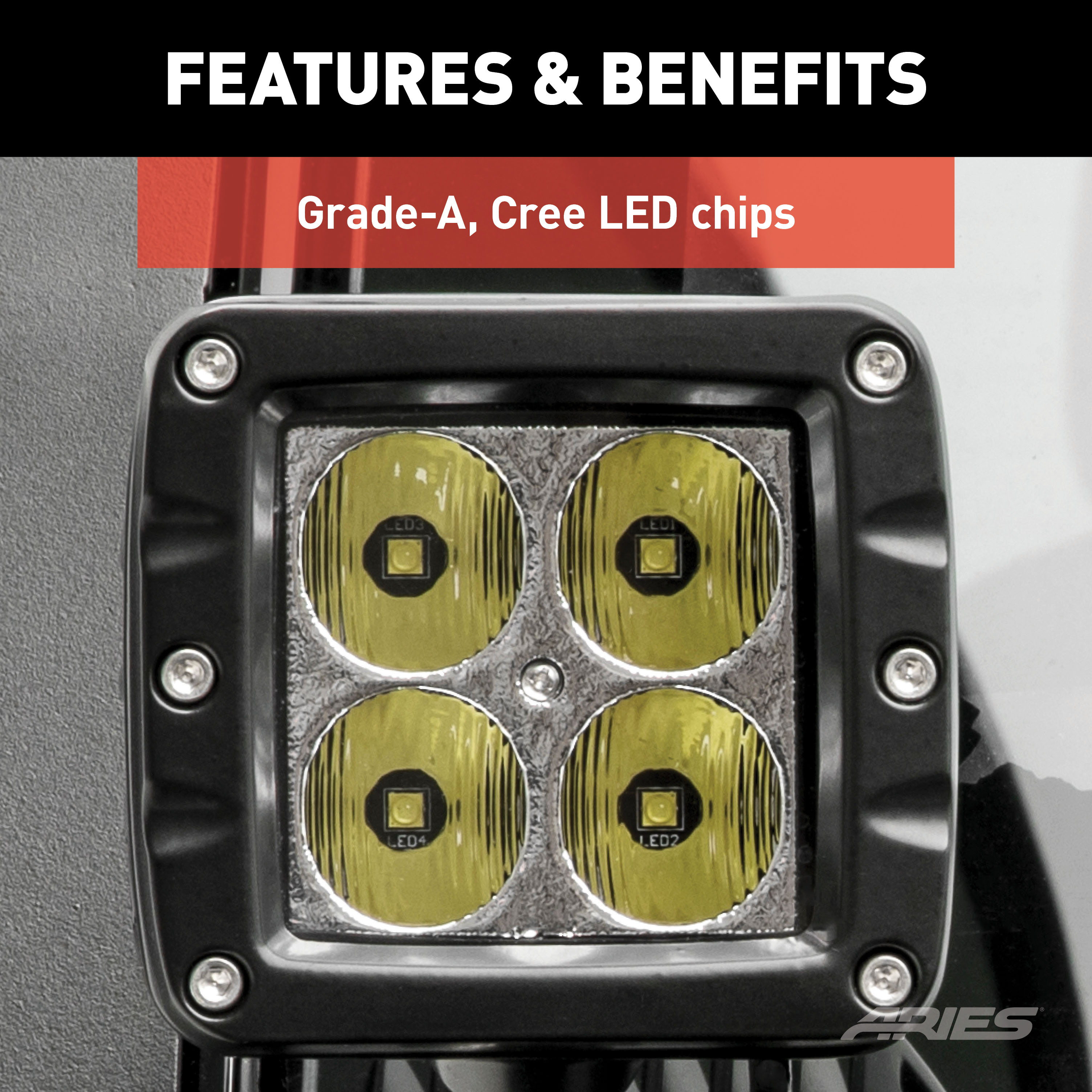 ARIES 1501252 2-Inch Square Cube LED Lights, 2,200 Lumens Spot Beam, Waterproof and Dustproof, 2-Pack thumbnail 5