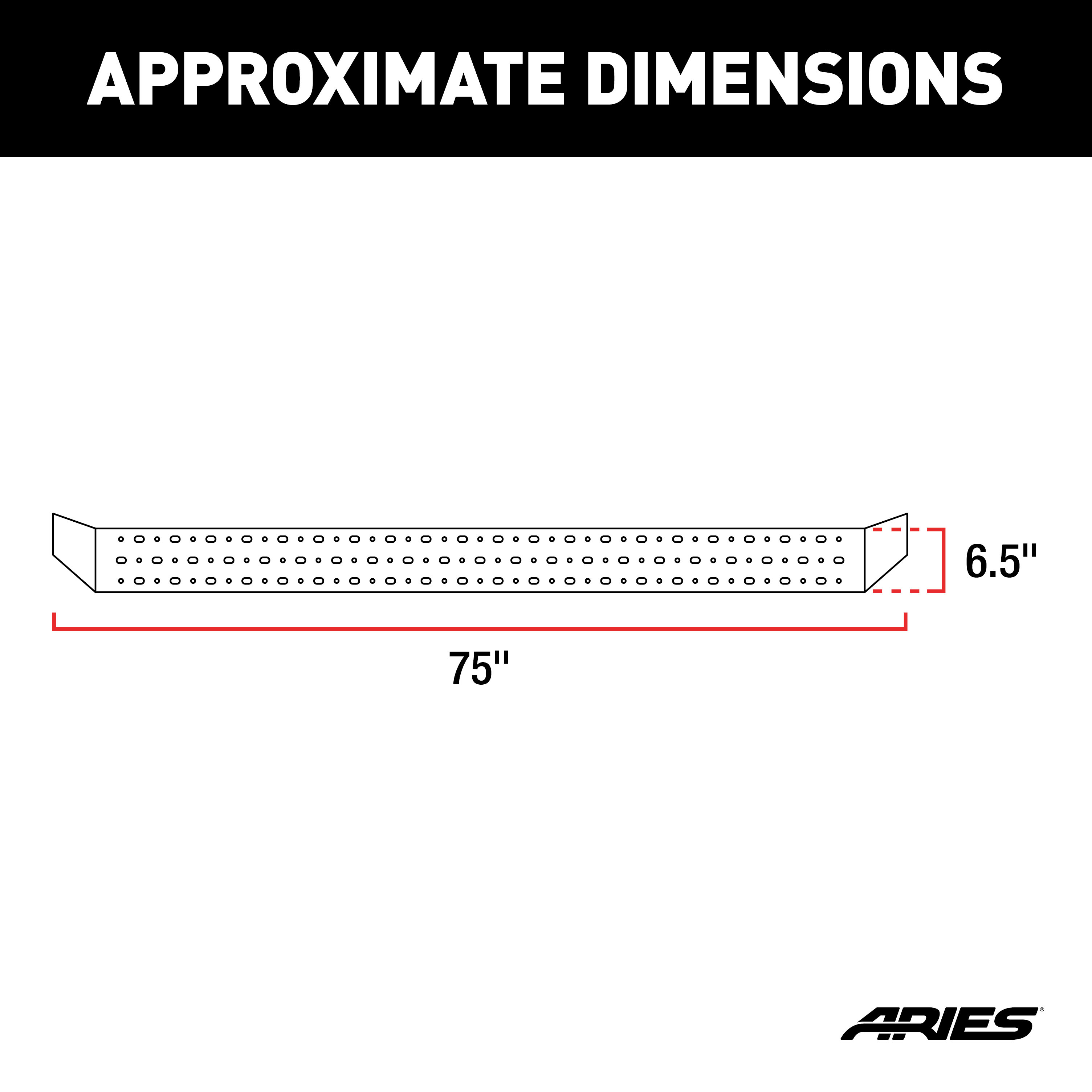 ARIES 2055532 RidgeStep Black Steel 6-1/2 x 75-Inch Truck Running Boards, Select Chevrolet Colorado, GMC Canyon thumbnail 1
