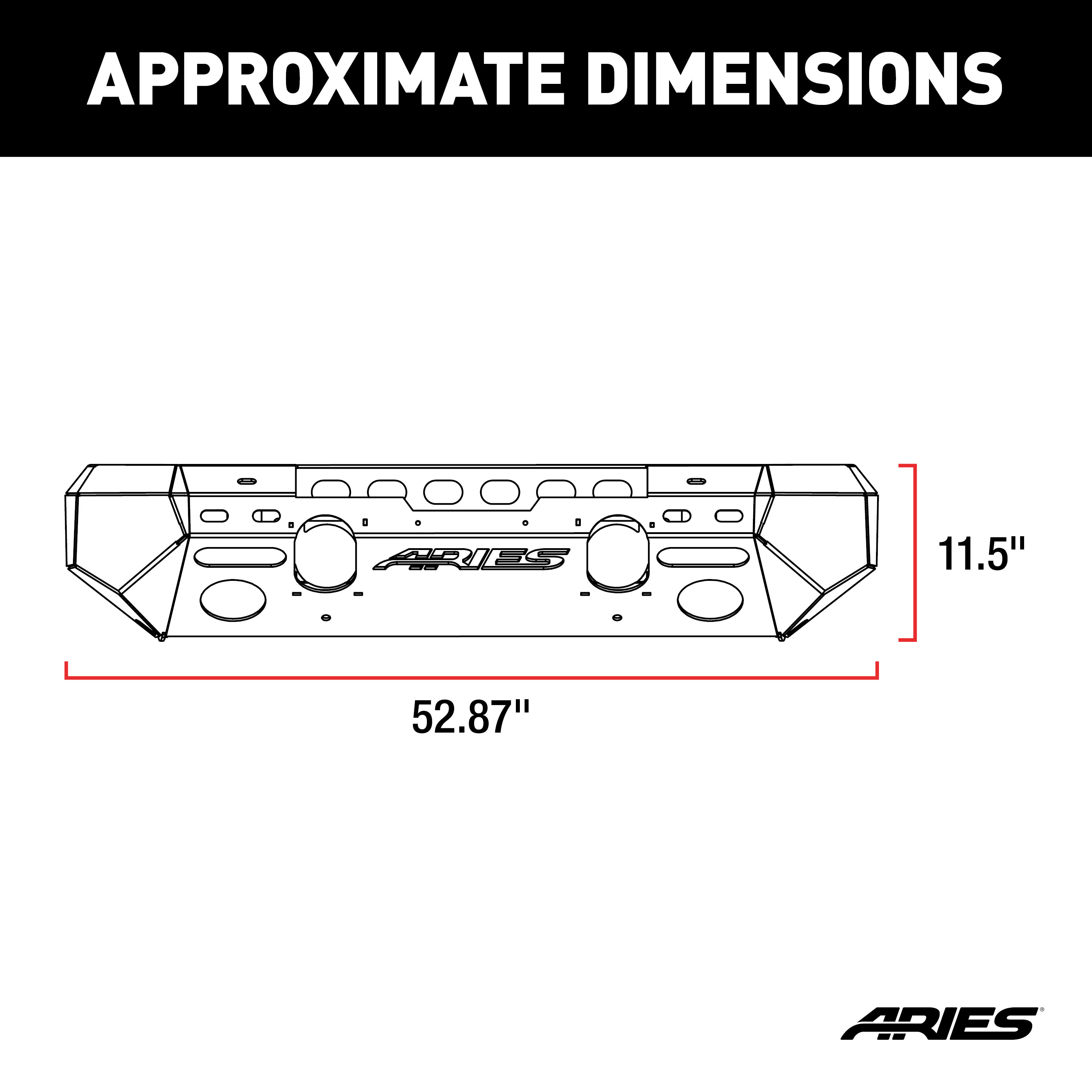 ARIES 2082052 TrailChaser Black Aluminum Front Bumper with Winch Mount, Select Jeep Wrangler JK thumbnail 6