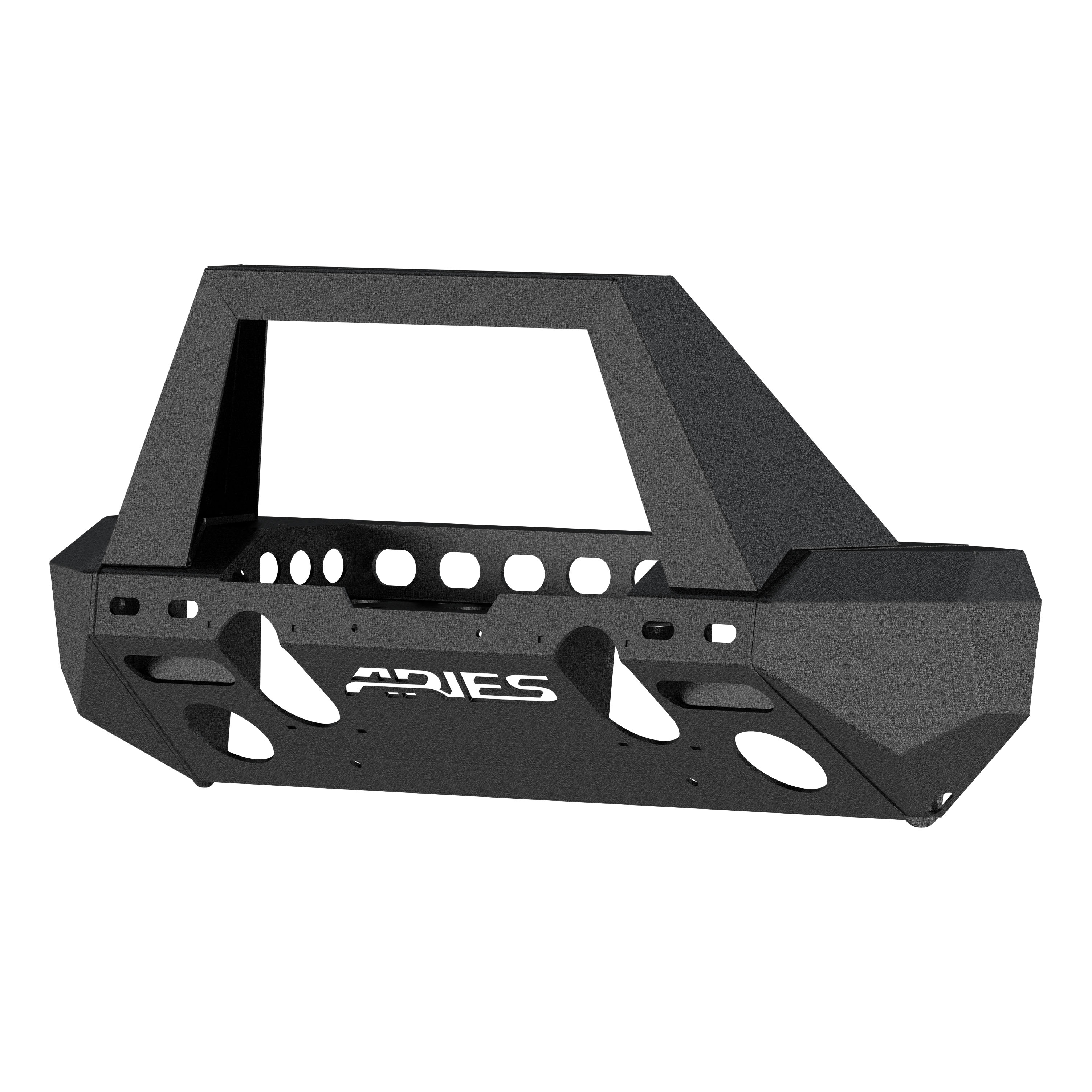 ARIES 2082055 TrailChaser Black Aluminum Front Bumper with Brush Guard and Winch Mount, Select Jeep Wrangler JK thumbnail 0
