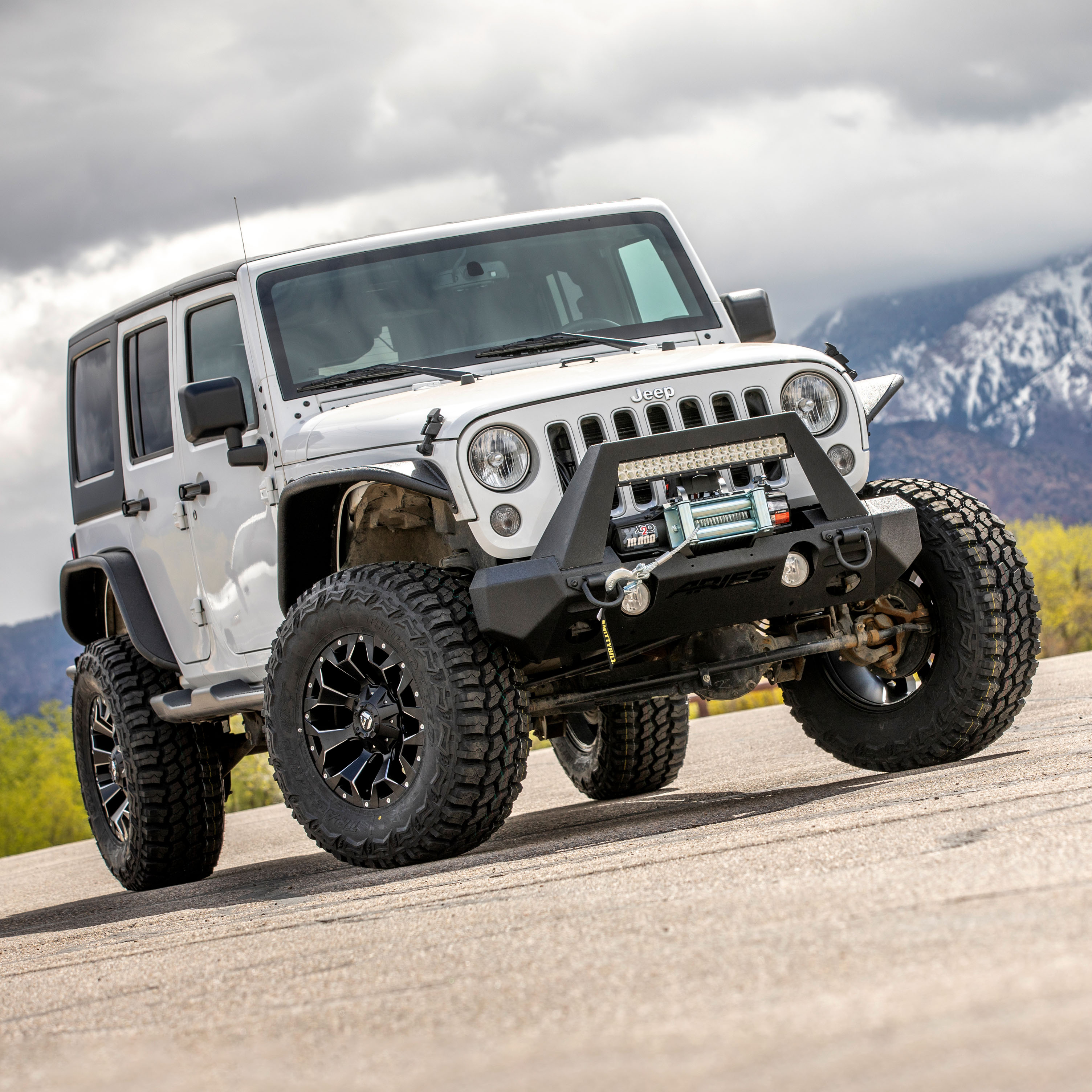 ARIES 2082055 TrailChaser Black Aluminum Front Bumper with Brush Guard and Winch Mount, Select Jeep Wrangler JK thumbnail 7