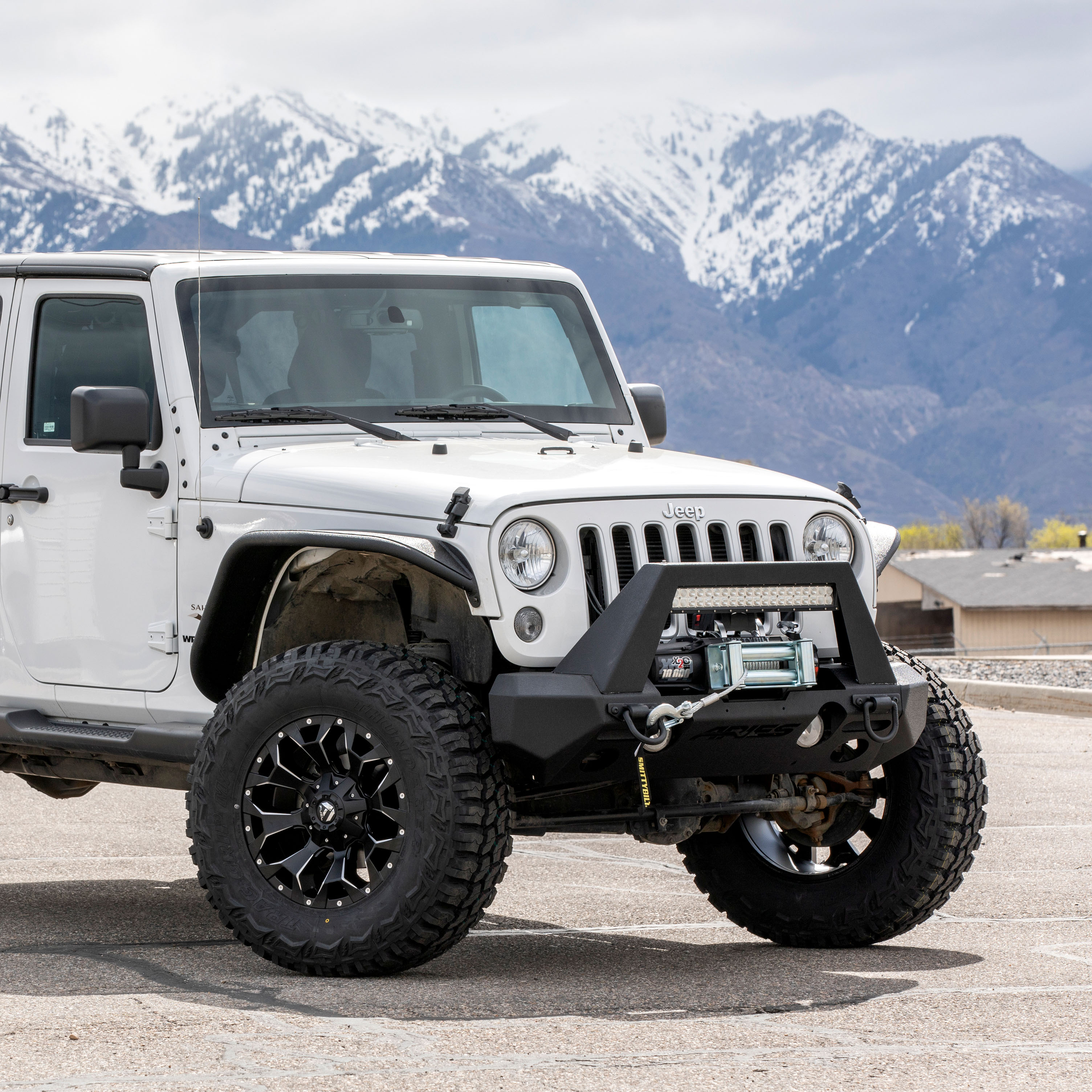 ARIES 2082055 TrailChaser Black Aluminum Front Bumper with Brush Guard and Winch Mount, Select Jeep Wrangler JK thumbnail 8