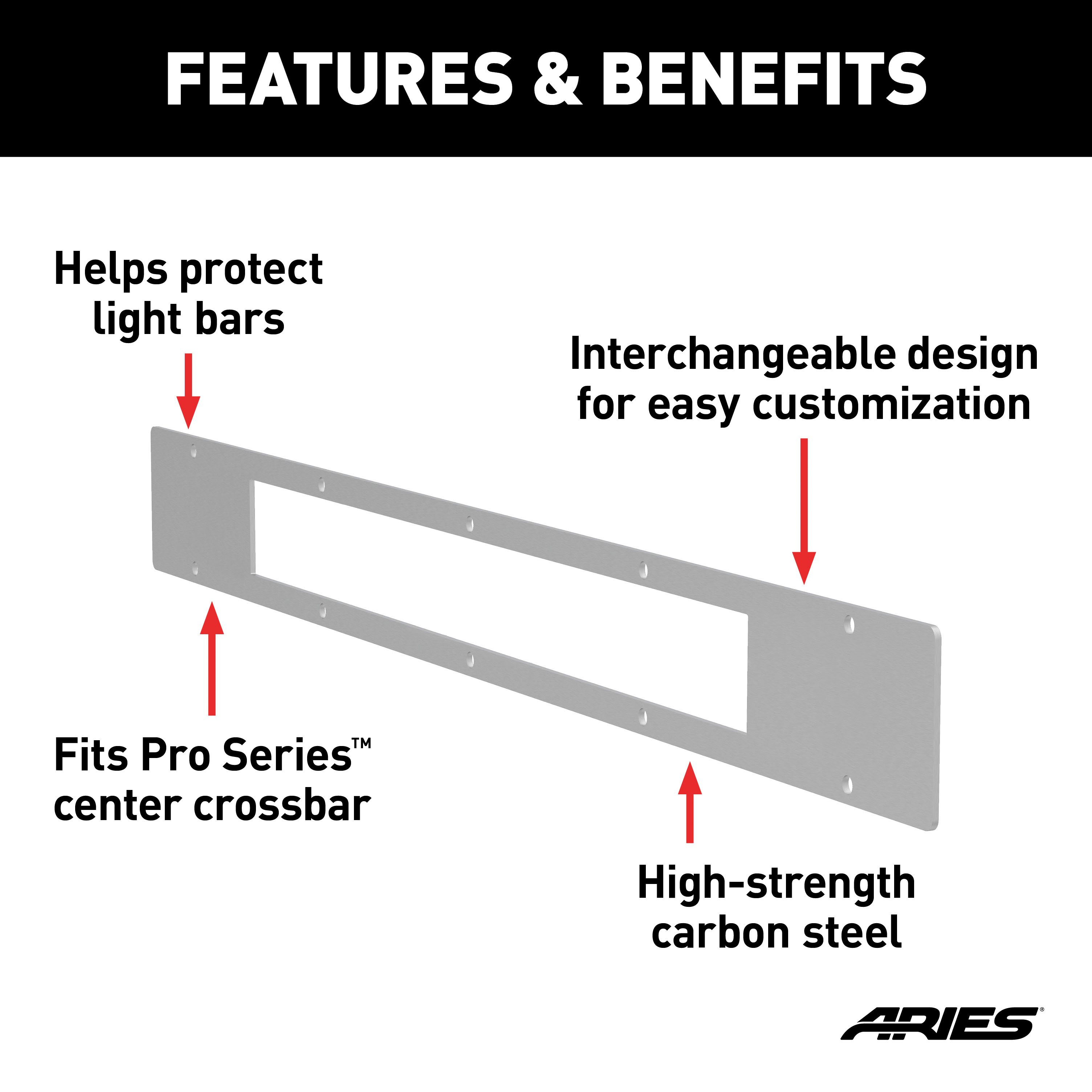 ARIES PC20OS Pro Series 30-Inch Brushed Stainless Steel Grille Guard Light Bar Cover Plate thumbnail 1