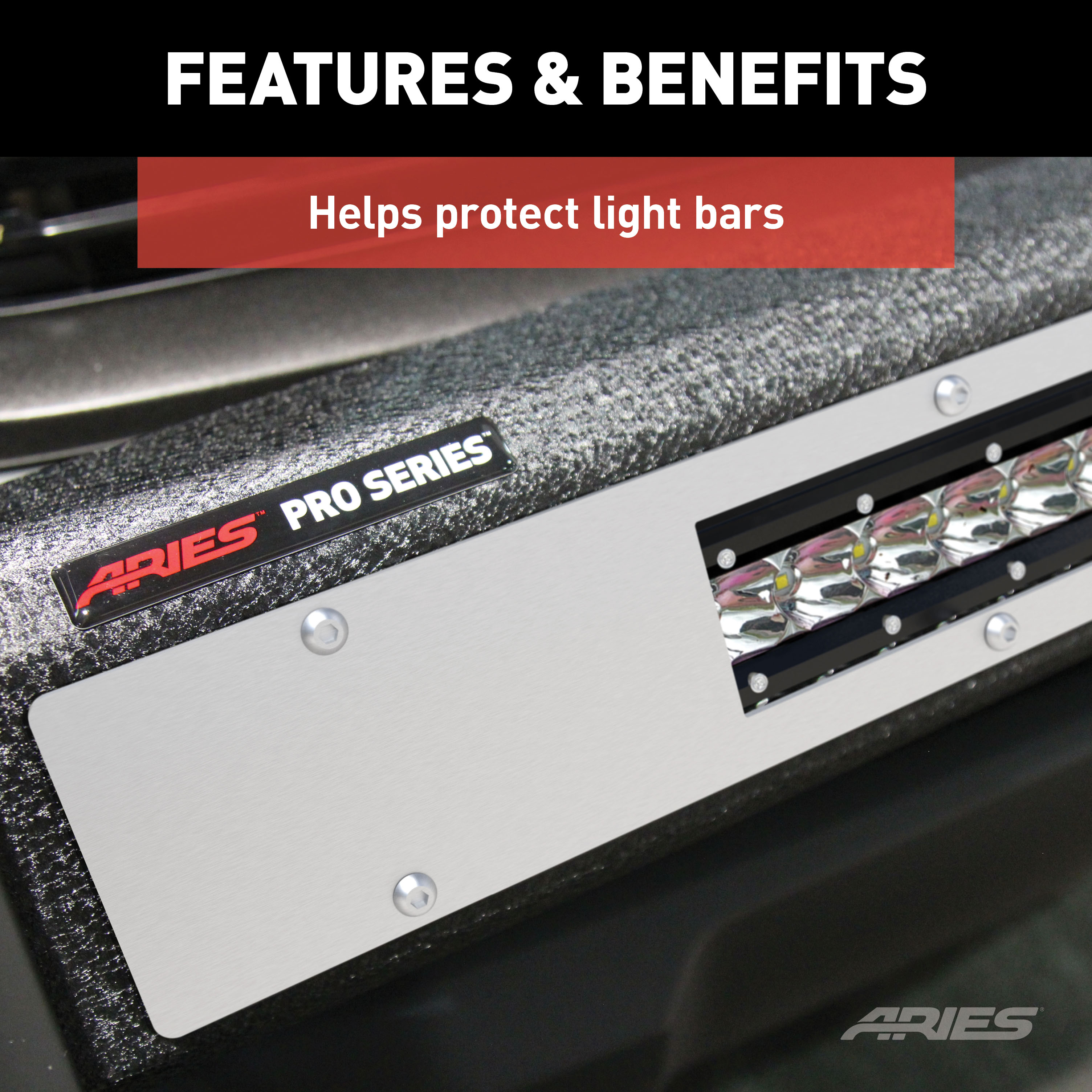 ARIES PC20OS Pro Series 30-Inch Brushed Stainless Steel Grille Guard Light Bar Cover Plate thumbnail 4