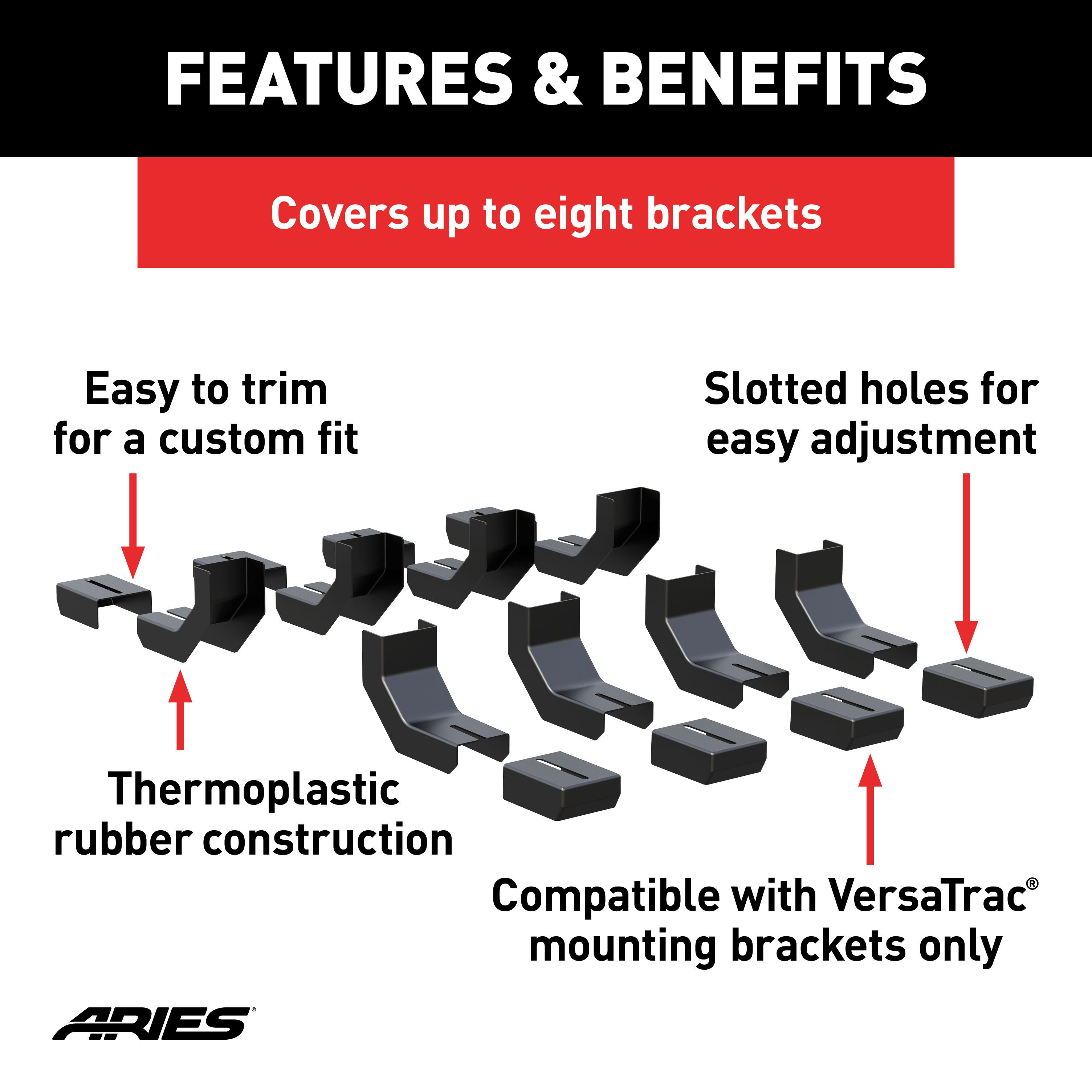 ARIES 2055180 VersaTrac Running Board Bracket Covers, 8-Pack thumbnail 1