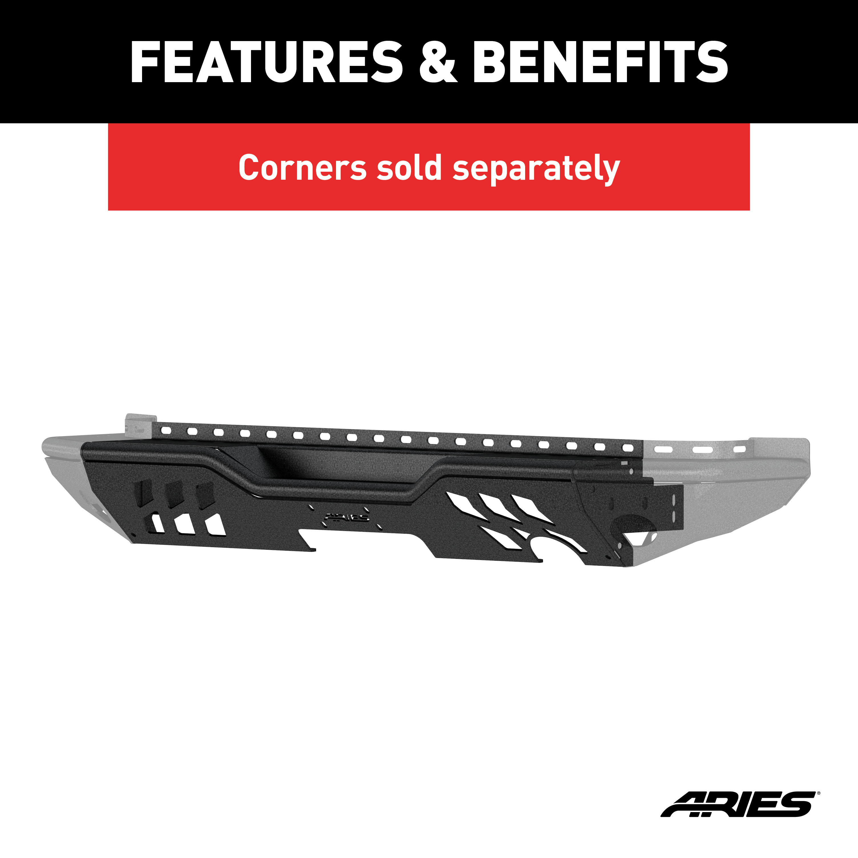 ARIES 2081021 TrailChaser Black Aluminum Rear Bumper Center Section Only, Select Jeep Wrangler JK thumbnail 2