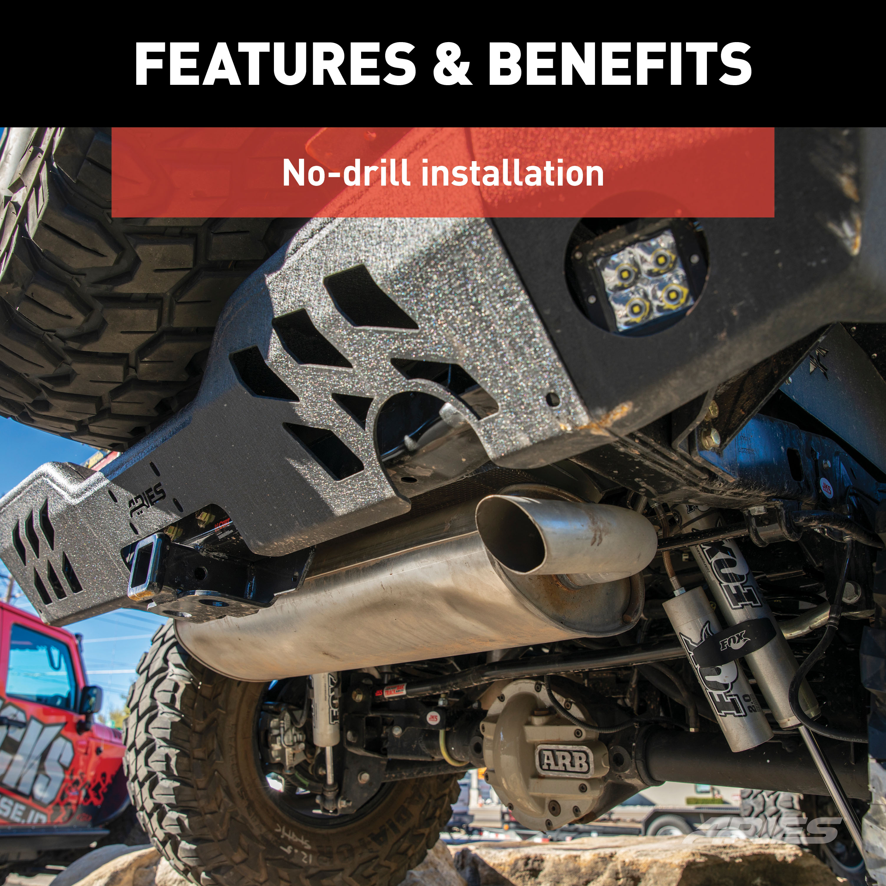 ARIES 2081020 TrailChaser Black Steel Rear Bumper Center Section Only, Select Jeep Wrangler JK thumbnail 4