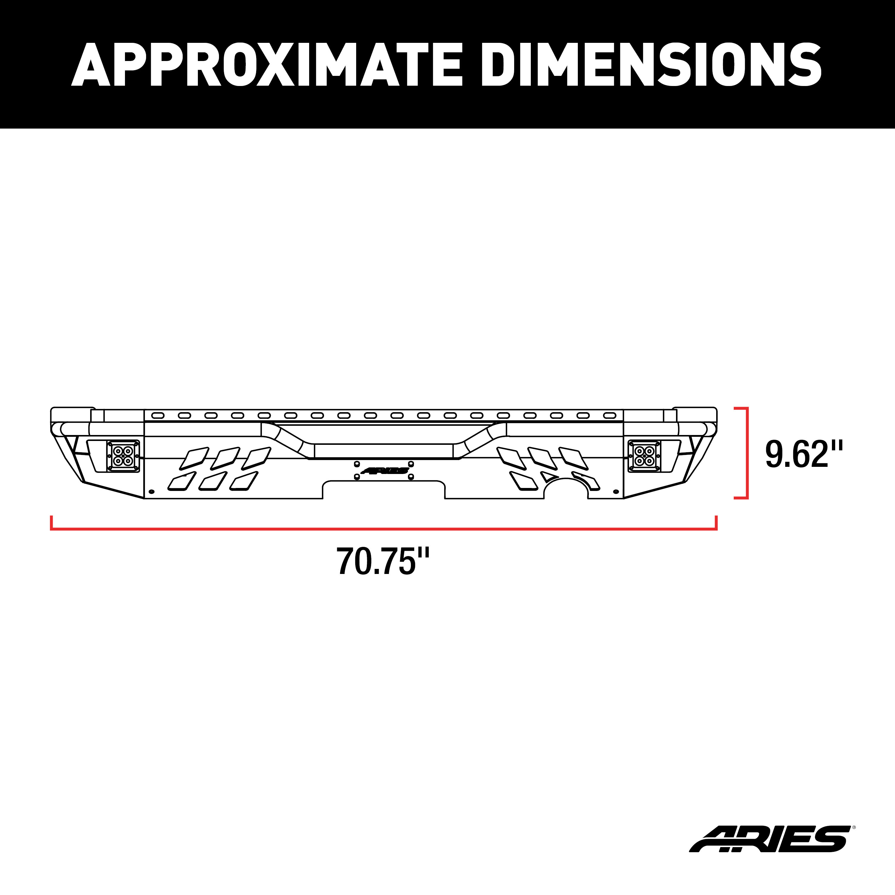 ARIES 2082061 TrailChaser Black Aluminum Rear Bumper with LED Lights, Select Jeep Wrangler JK thumbnail 2