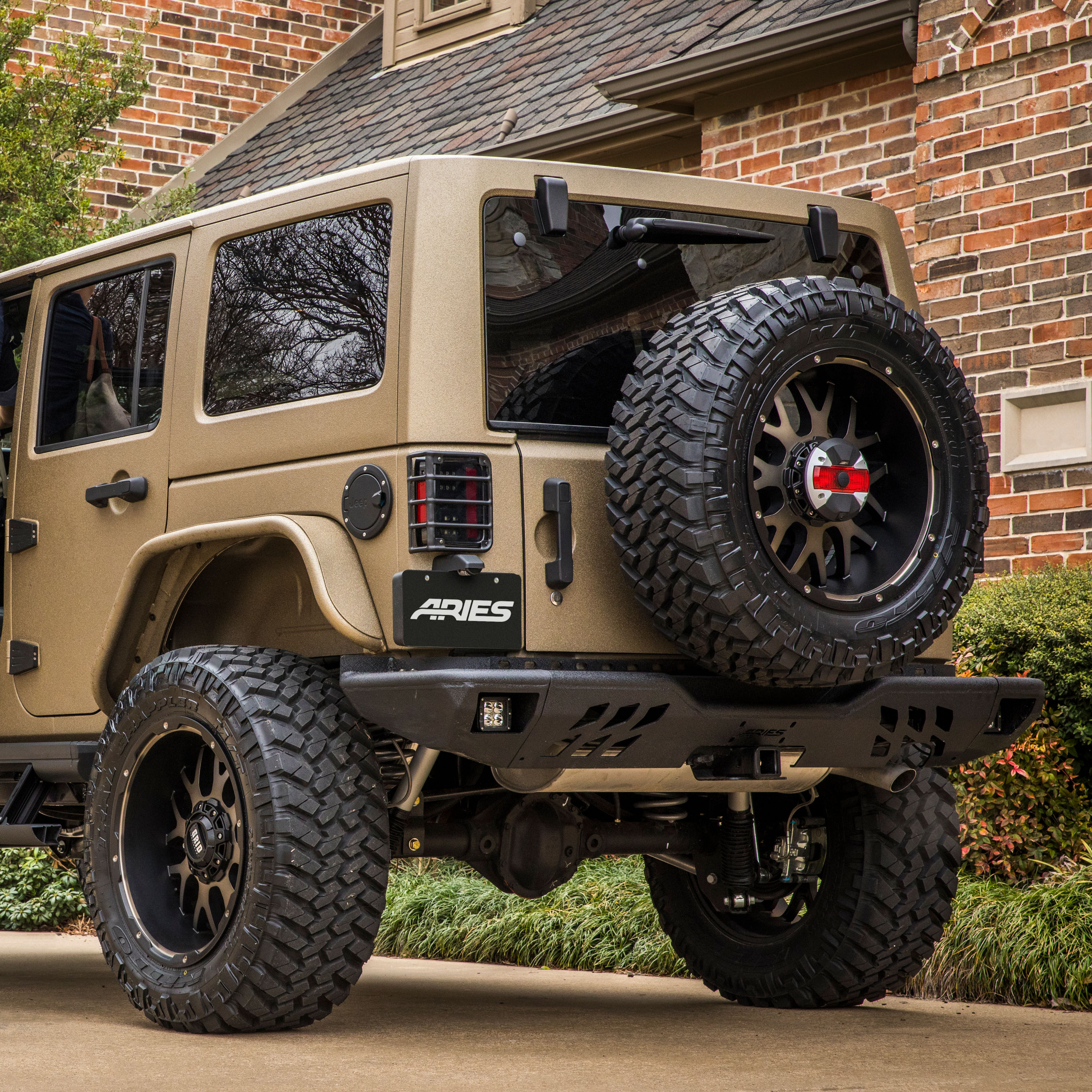 ARIES 2082061 TrailChaser Black Aluminum Rear Bumper with LED Lights, Select Jeep Wrangler JK thumbnail 8