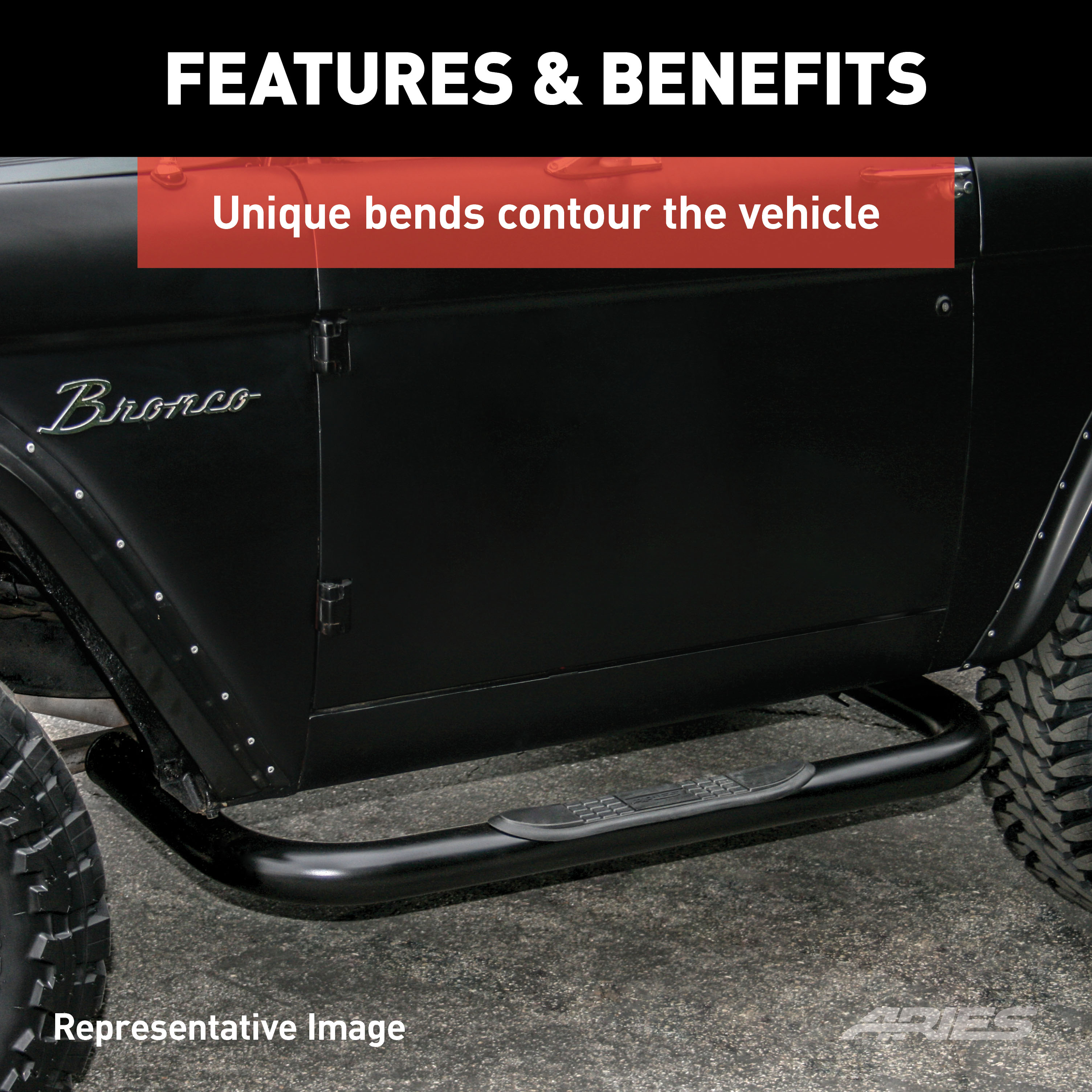 ARIES 35800 3-Inch Round Black Steel Nerf Bars, No-Drill, Fits Select Jeep Wrangler JK thumbnail 4