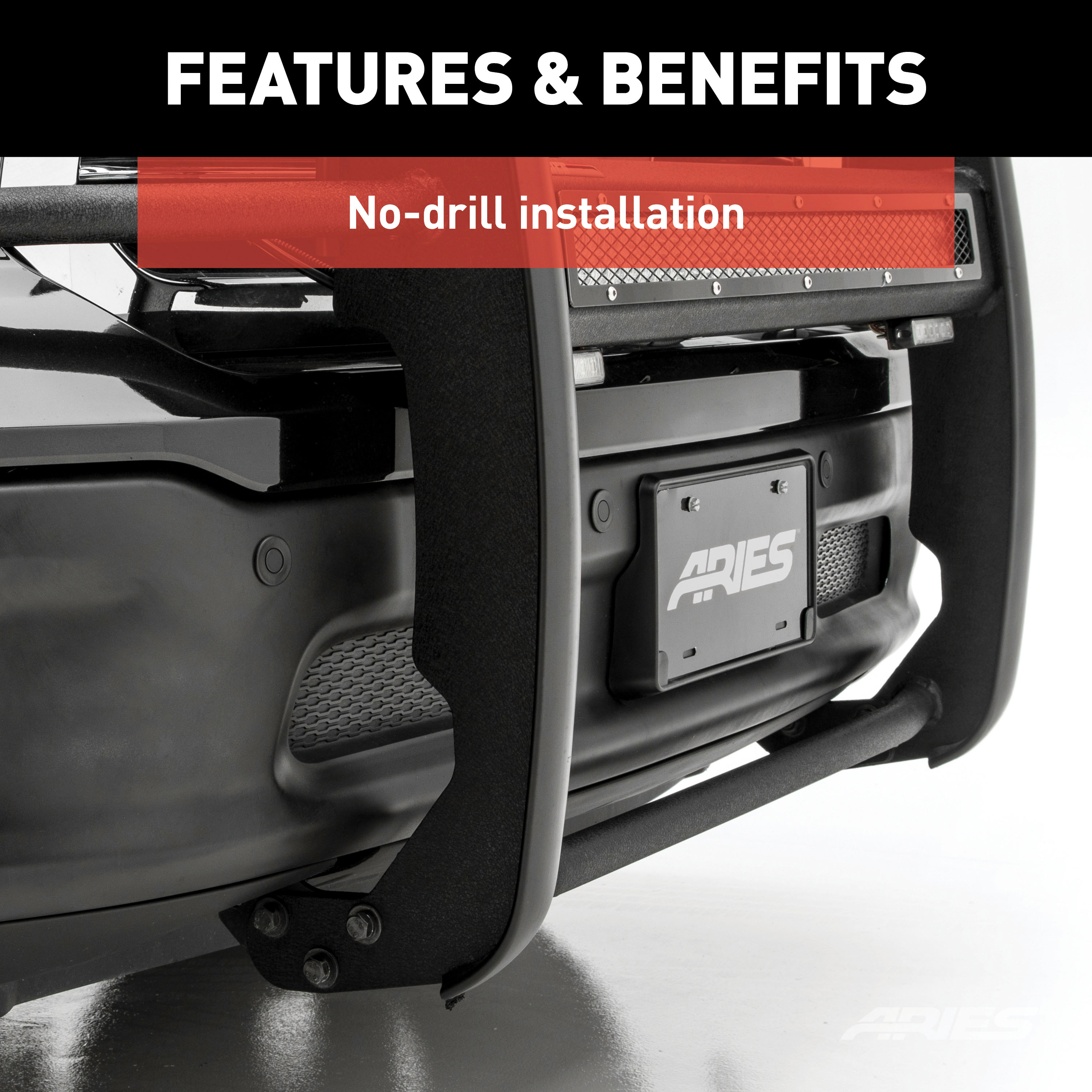 ARIES 2170037 Pro Series Black Steel Grille Guard with Light Bar, Select Ford Ranger thumbnail 7