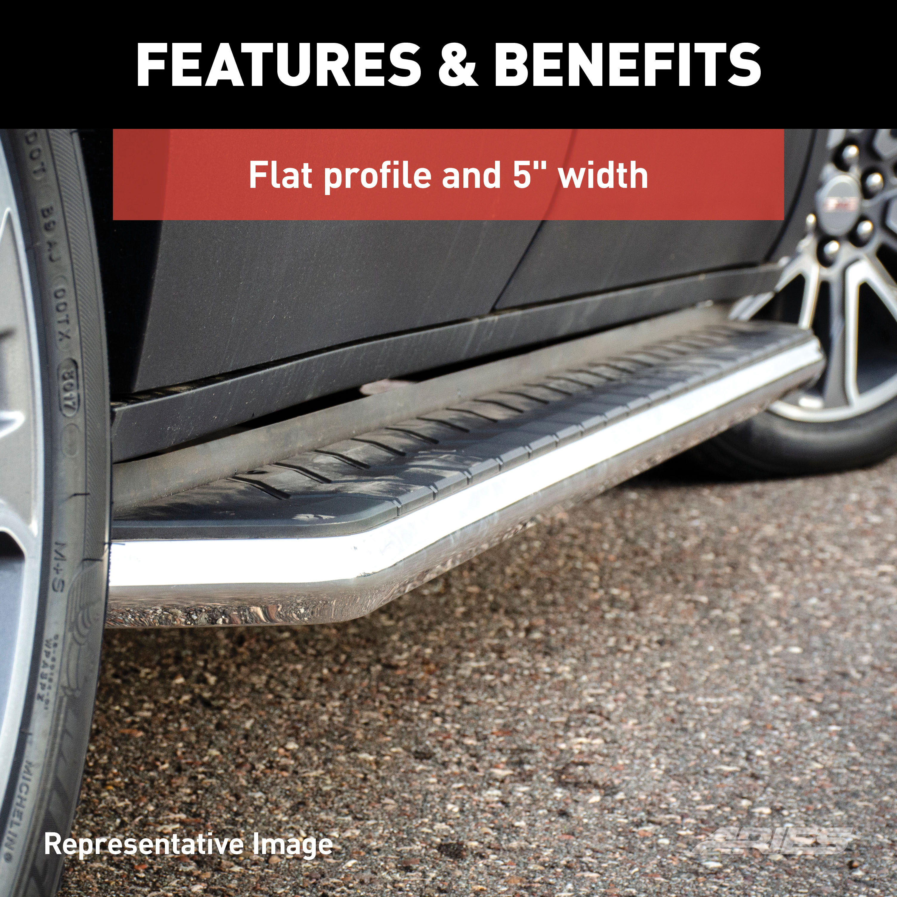 ARIES 2051038 AeroTread 5 x 73-Inch Polished Stainless SUV Running Boards, Select Nissan Pathfinder thumbnail 5