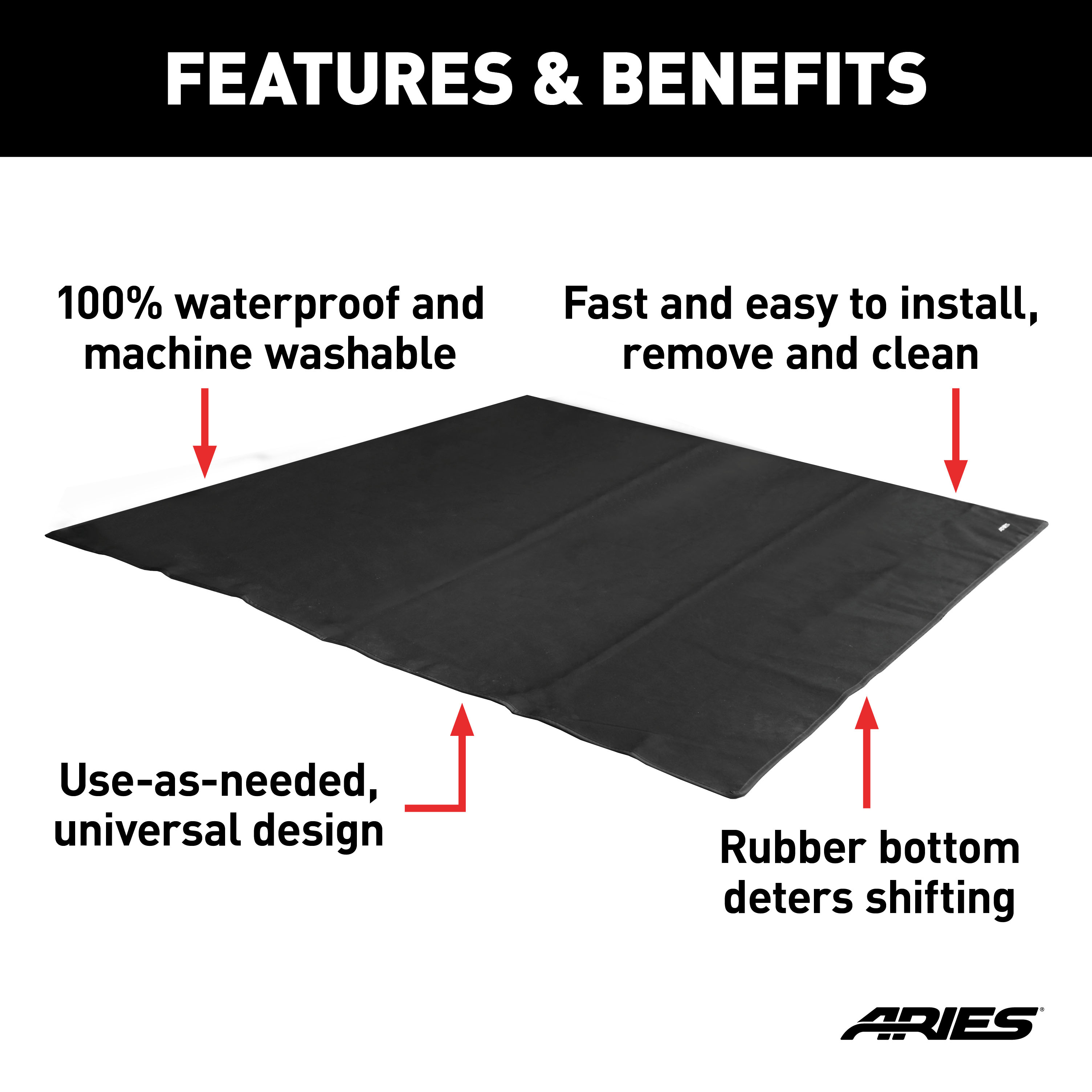 ARIES 3149-09 Seat Defender 60-Inch Black Waterproof Cargo Blanket Trunk Liner Protector thumbnail 1