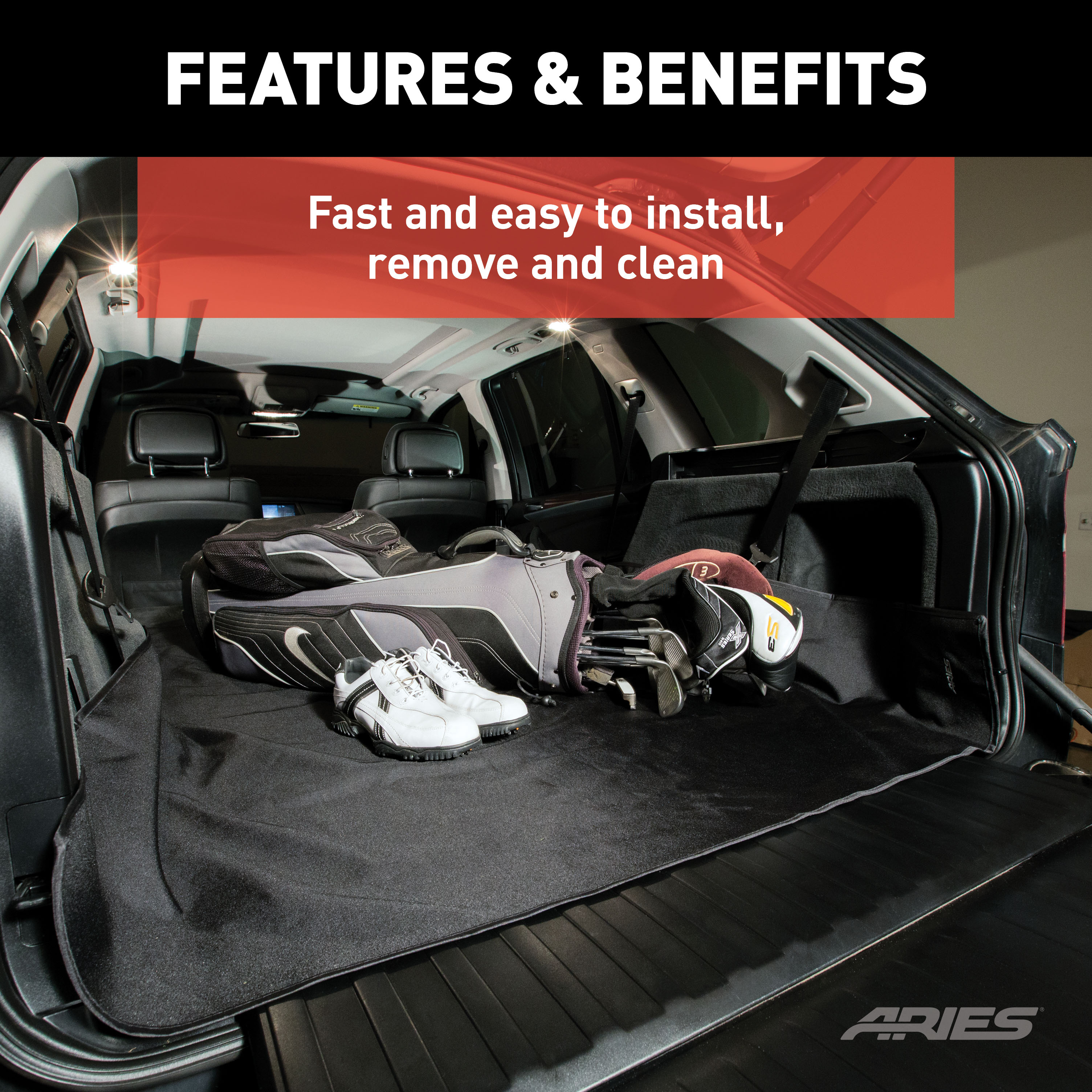 ARIES 3149-09 Seat Defender 60-Inch Black Waterproof Cargo Blanket Trunk Liner Protector thumbnail 3