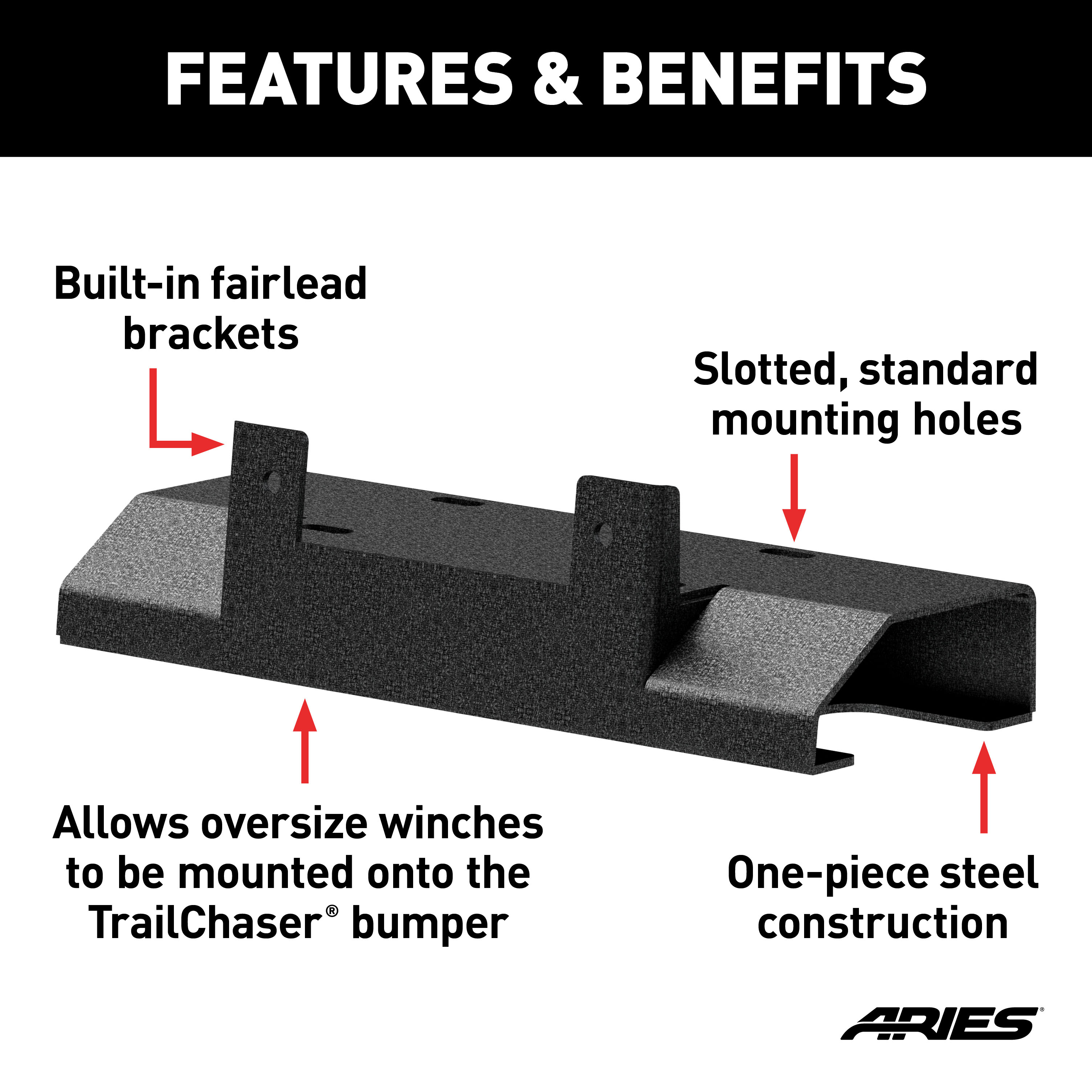 ARIES 2072100 TrailChaser Winch Adapter Plate with Fairlead Mount thumbnail 1