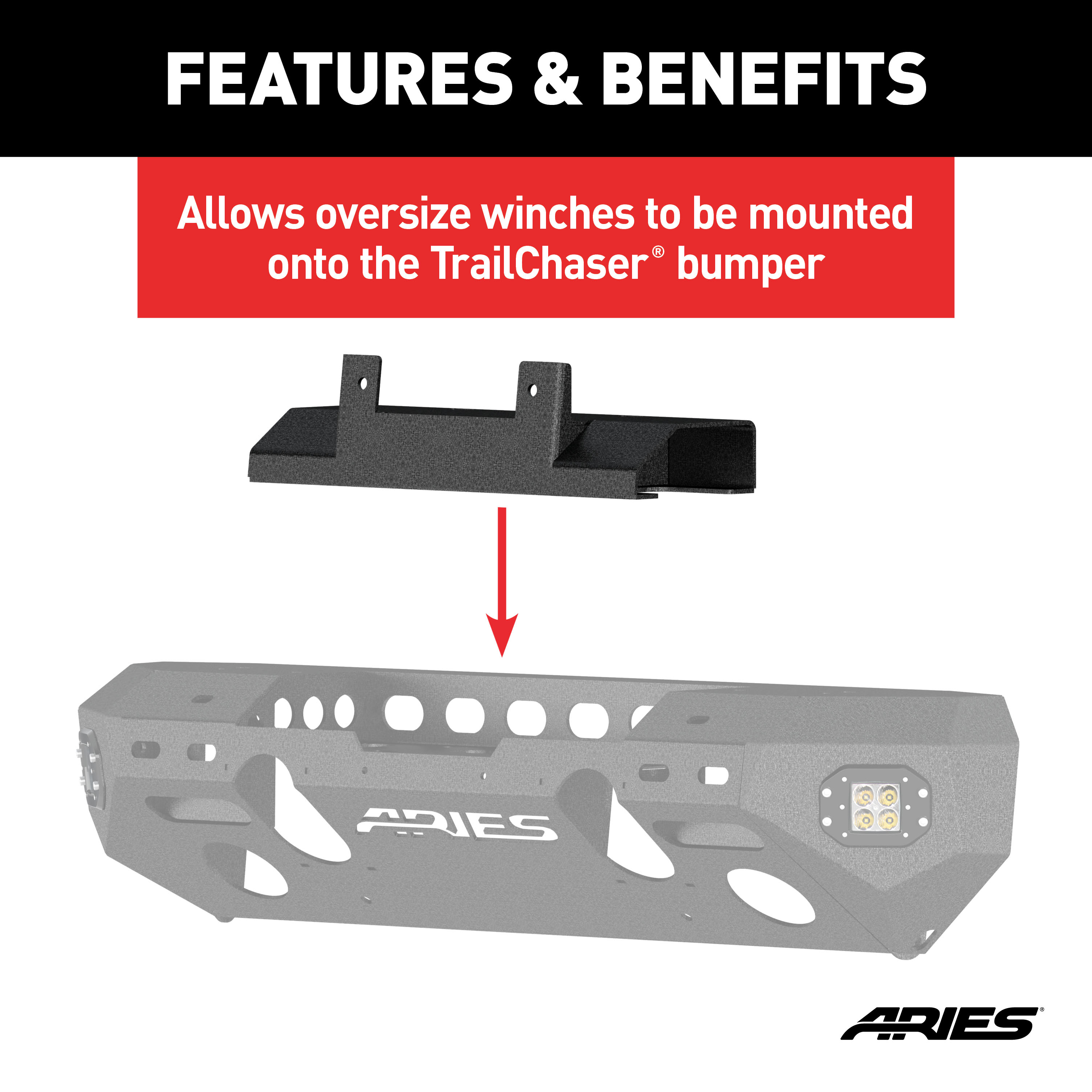 ARIES 2072100 TrailChaser Winch Adapter Plate with Fairlead Mount thumbnail 2