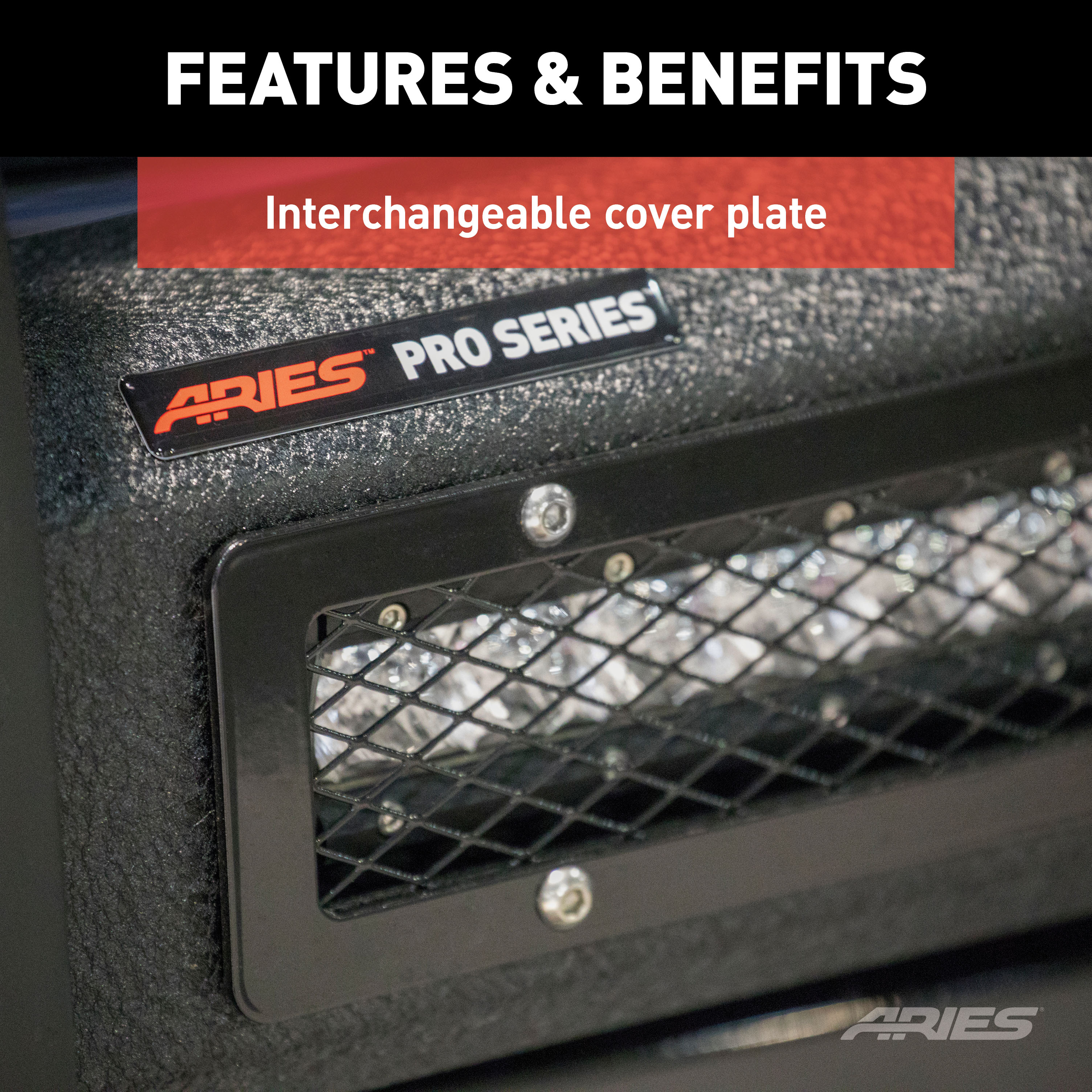 ARIES 2170014 Pro Series Black Steel Grille Guard with Light Bar, Select Ford F-250, F-350, F-450, F-550 Super Duty thumbnail 6
