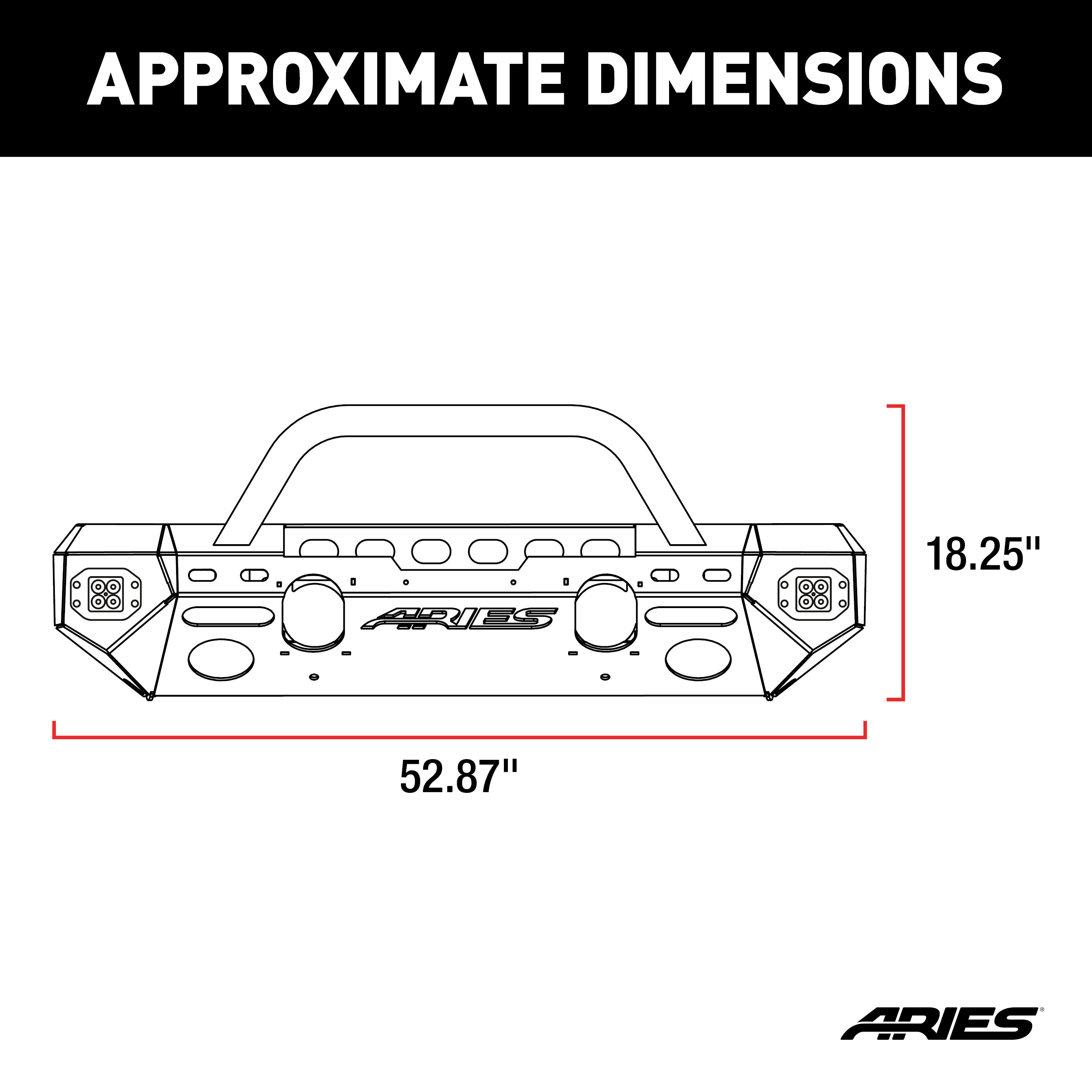 ARIES 2082094 TrailChaser Black Aluminum Front Bumper with LED Lights and Winch Mount, Select Jeep Wrangler JL, Gladiator thumbnail 7