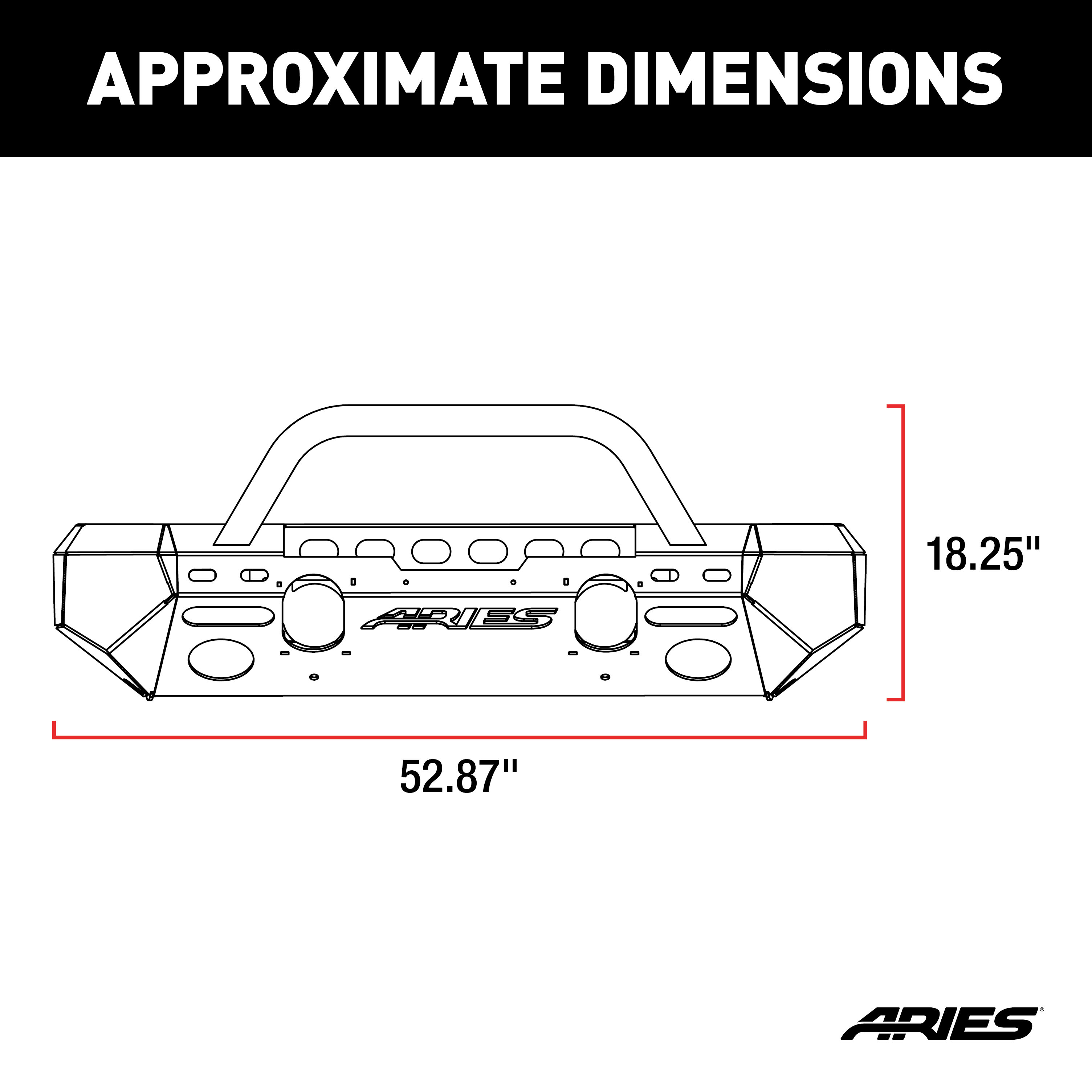 ARIES 2082092 TrailChaser Black Aluminum Front Bumper with Brush Guard and Winch Mount, Select Jeep Wrangler JL, Gladiator thumbnail 6