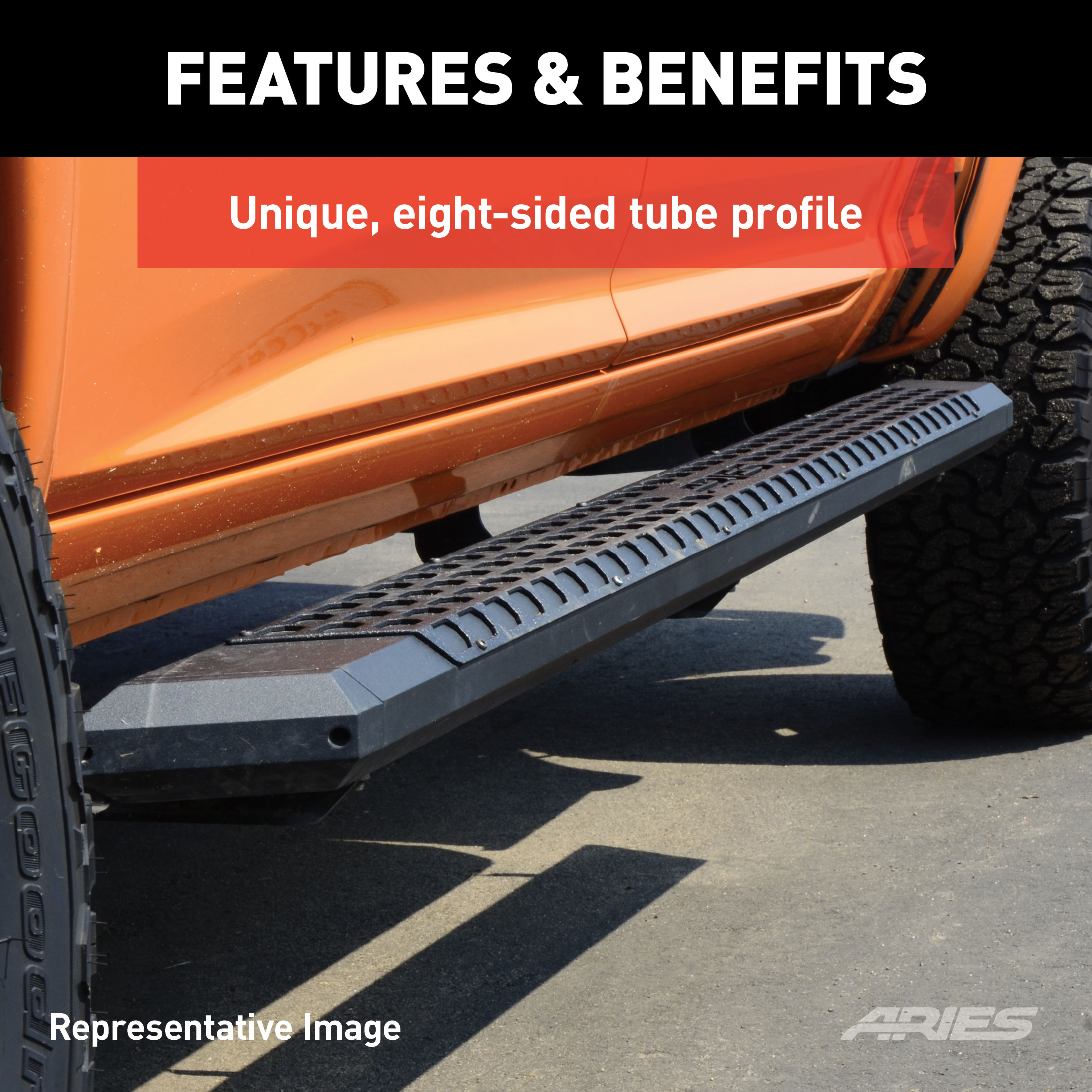 ARIES 2556046 AdvantEDGE Black Aluminum 91-Inch Truck Running Boards, Select Chevrolet Silverado, GMC Sierra 2500, 3500 HD thumbnail 4