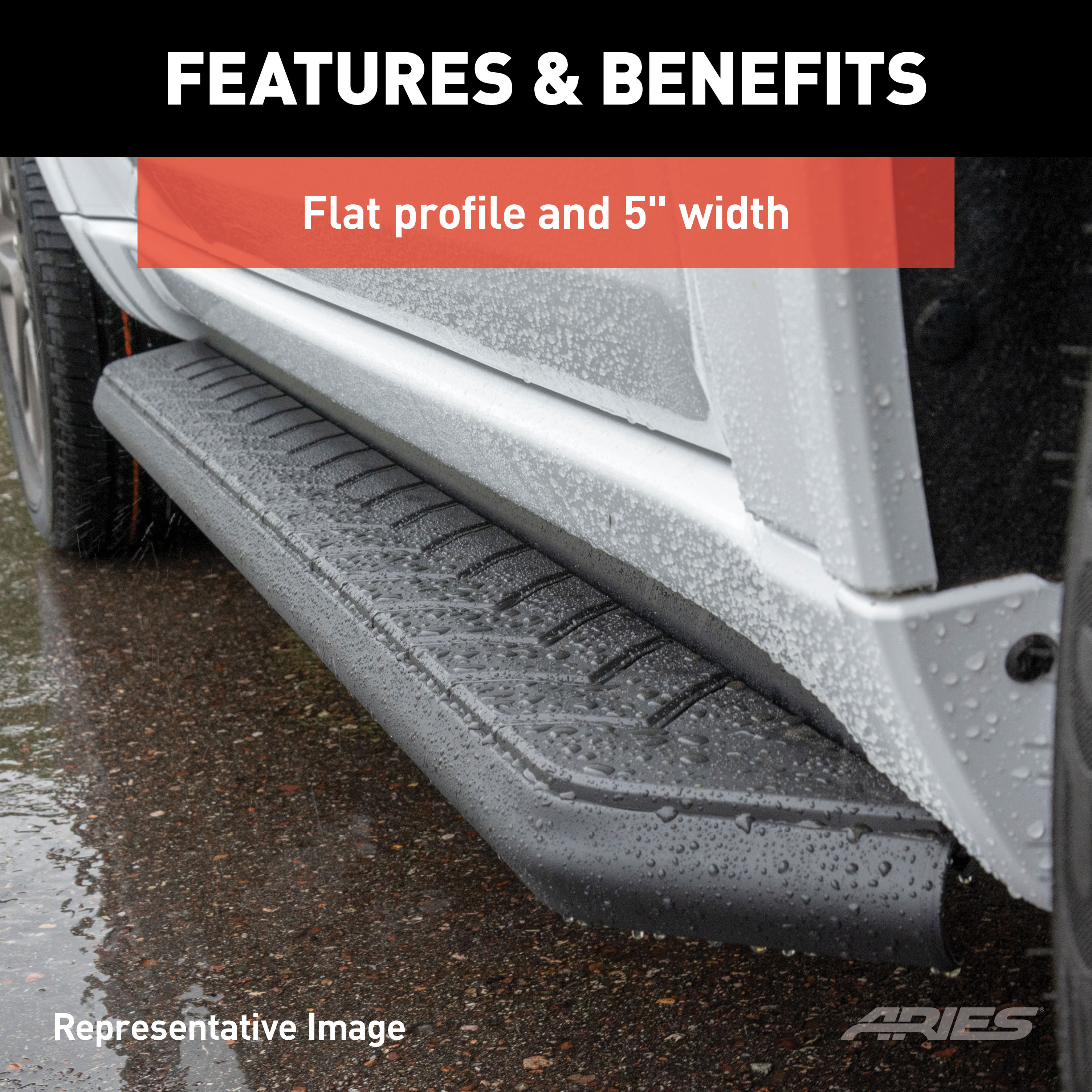 ARIES 2061033 AeroTread 5 x 67-Inch Black Stainless SUV Running Boards, Select Chevrolet Equinox, GMC Terrain thumbnail 4